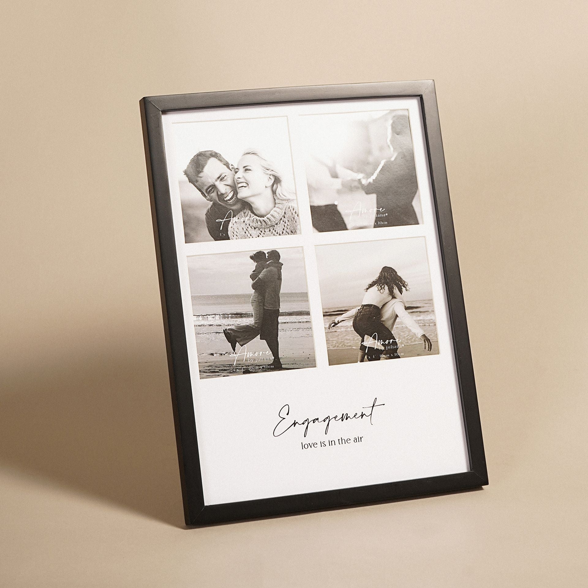 Amore Black Multi Aperture Photo Frame - Engaged