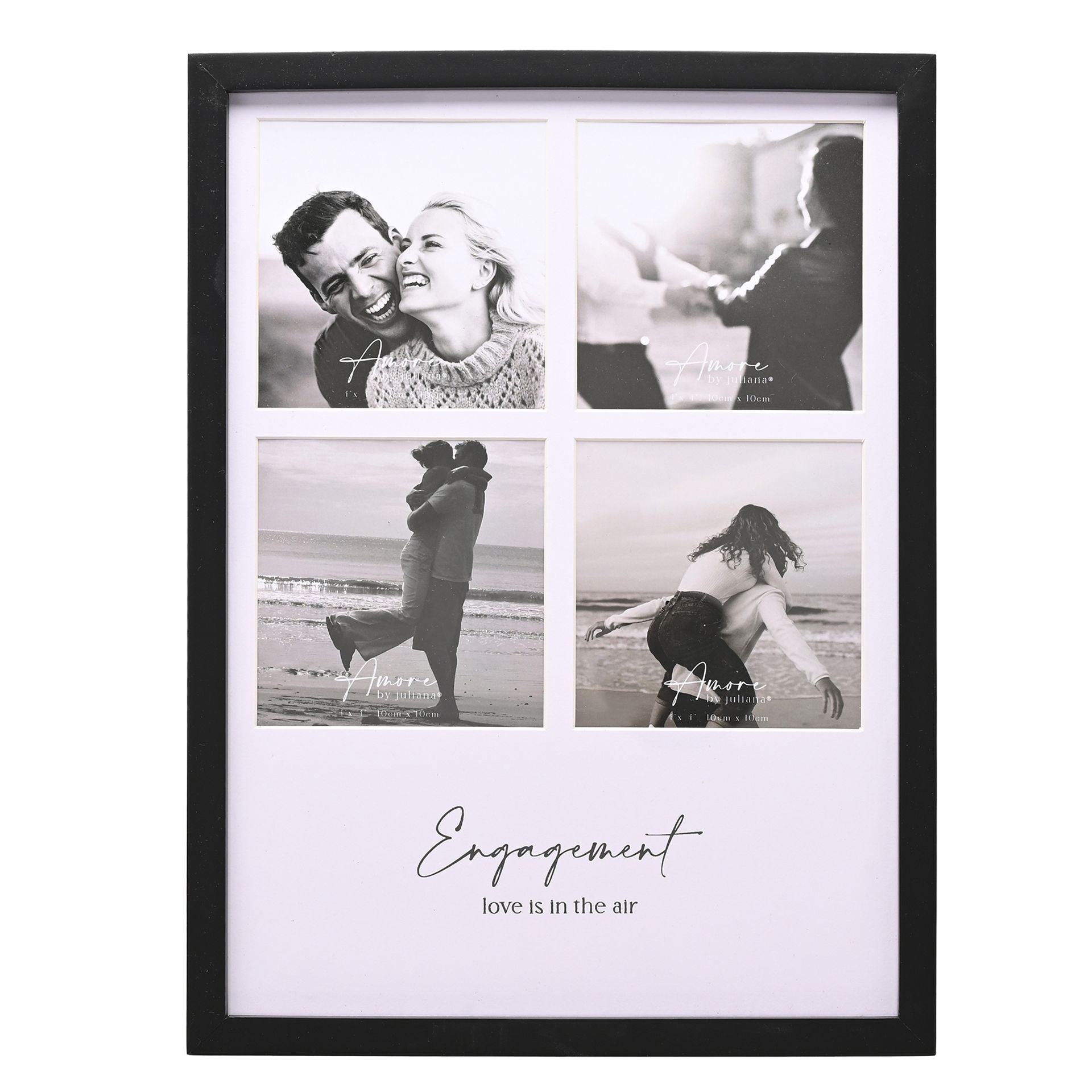 Amore Black Multi Aperture Photo Frame - Engaged