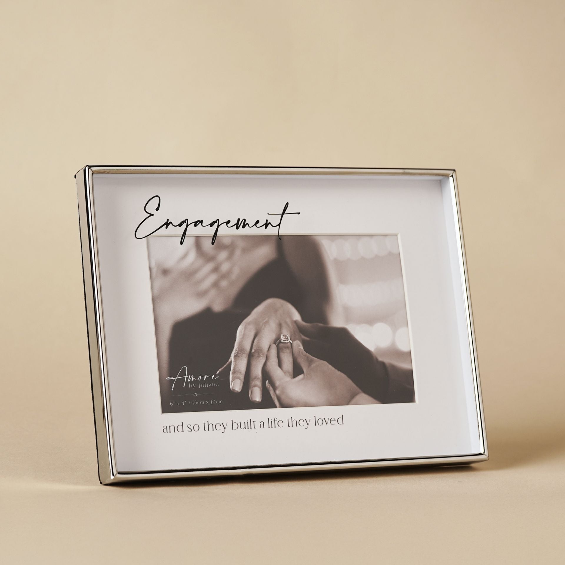Amore Silver & Glass Print Photo Frame 'Engaged' 6" x 4"