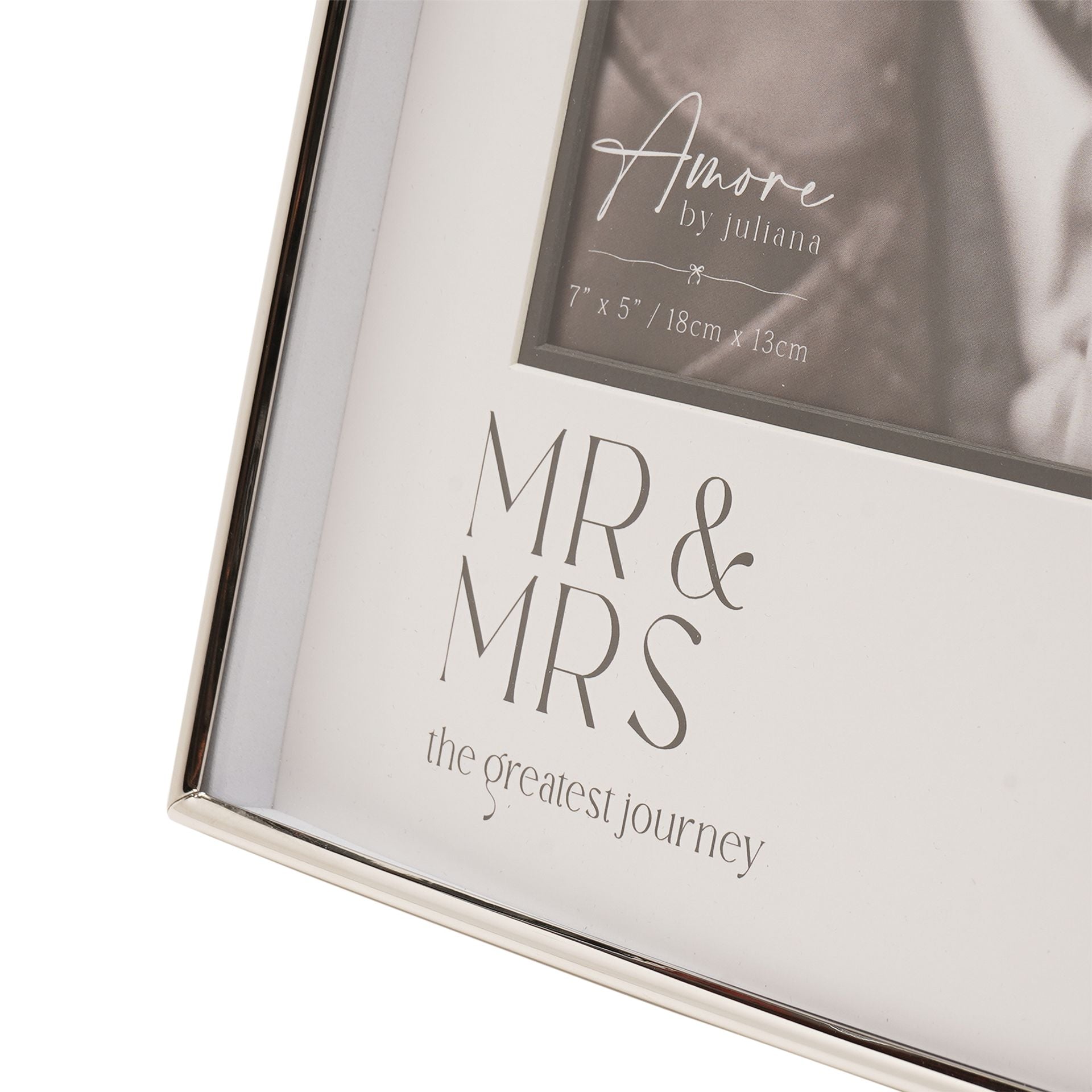 Amore Silver & Black Print Photo Frame 'Mr & Mrs' 7" x 5"