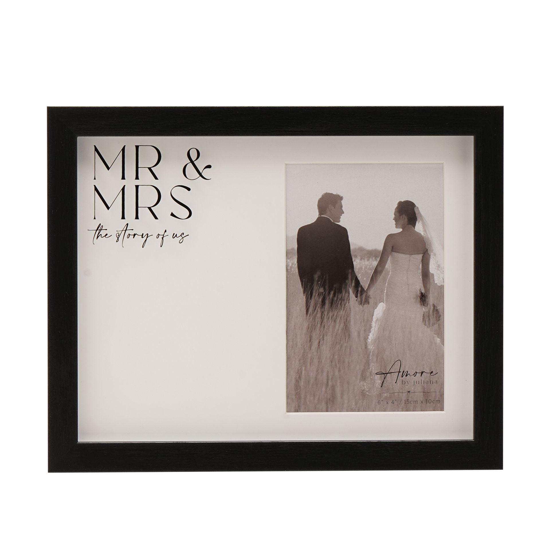 Amore Black Wide Frame 'Mr & Mrs' 4" x 6"