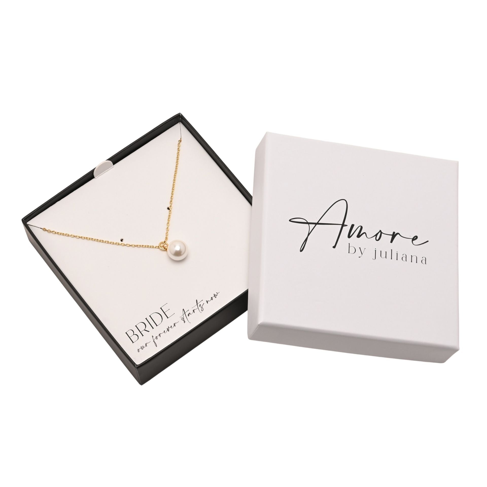 Amore Silver Plated Necklace Faux Pearl - Bride