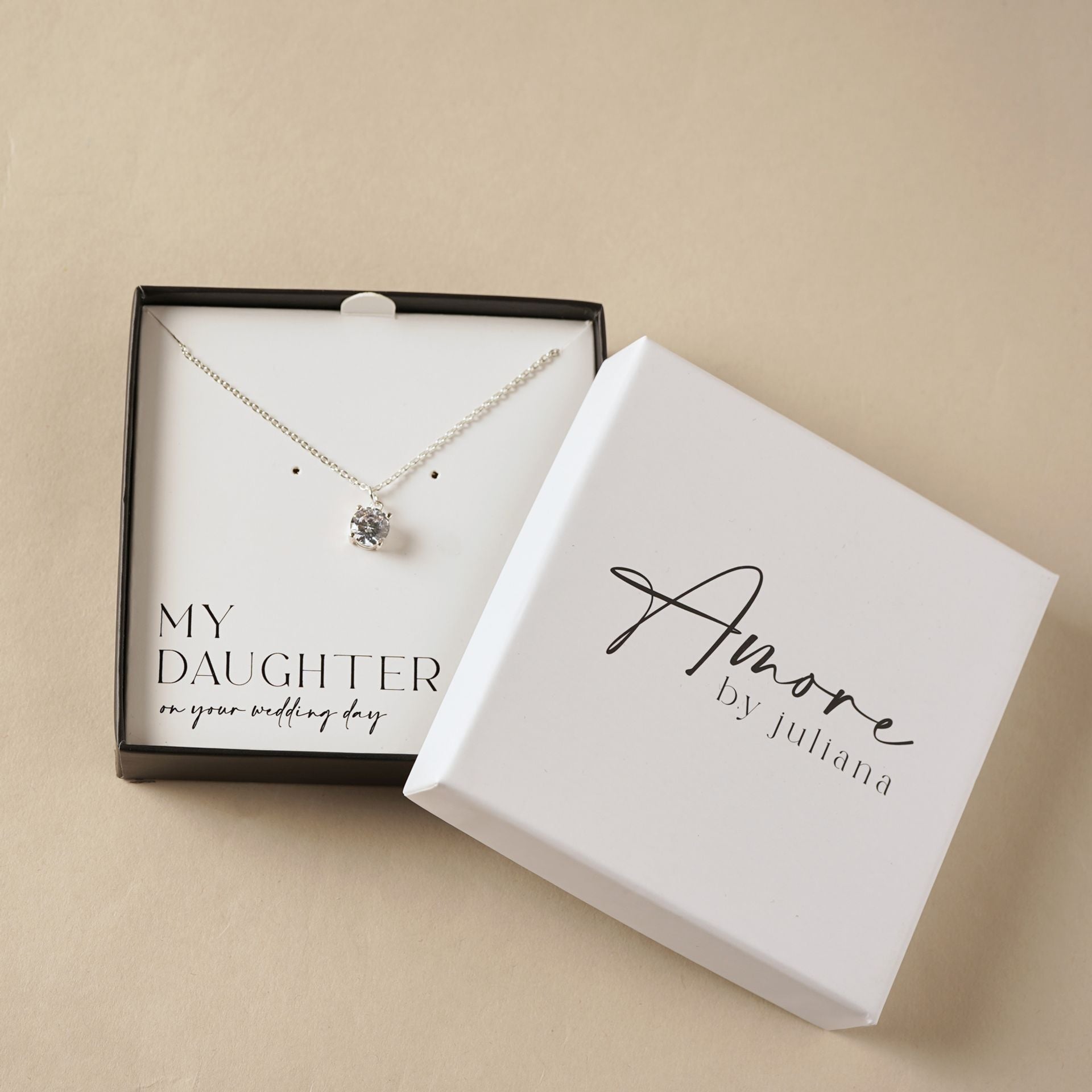 Amore Silver Plated Necklace Crystal Pendant - Daughter