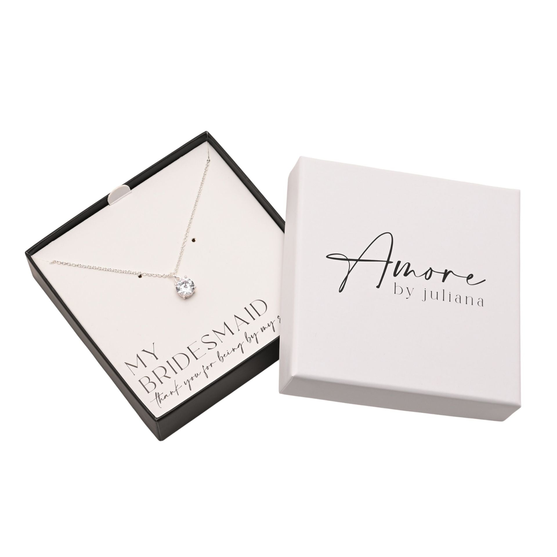 Amore Silver Plated Necklace Crystal Pendant - Bridesmaid