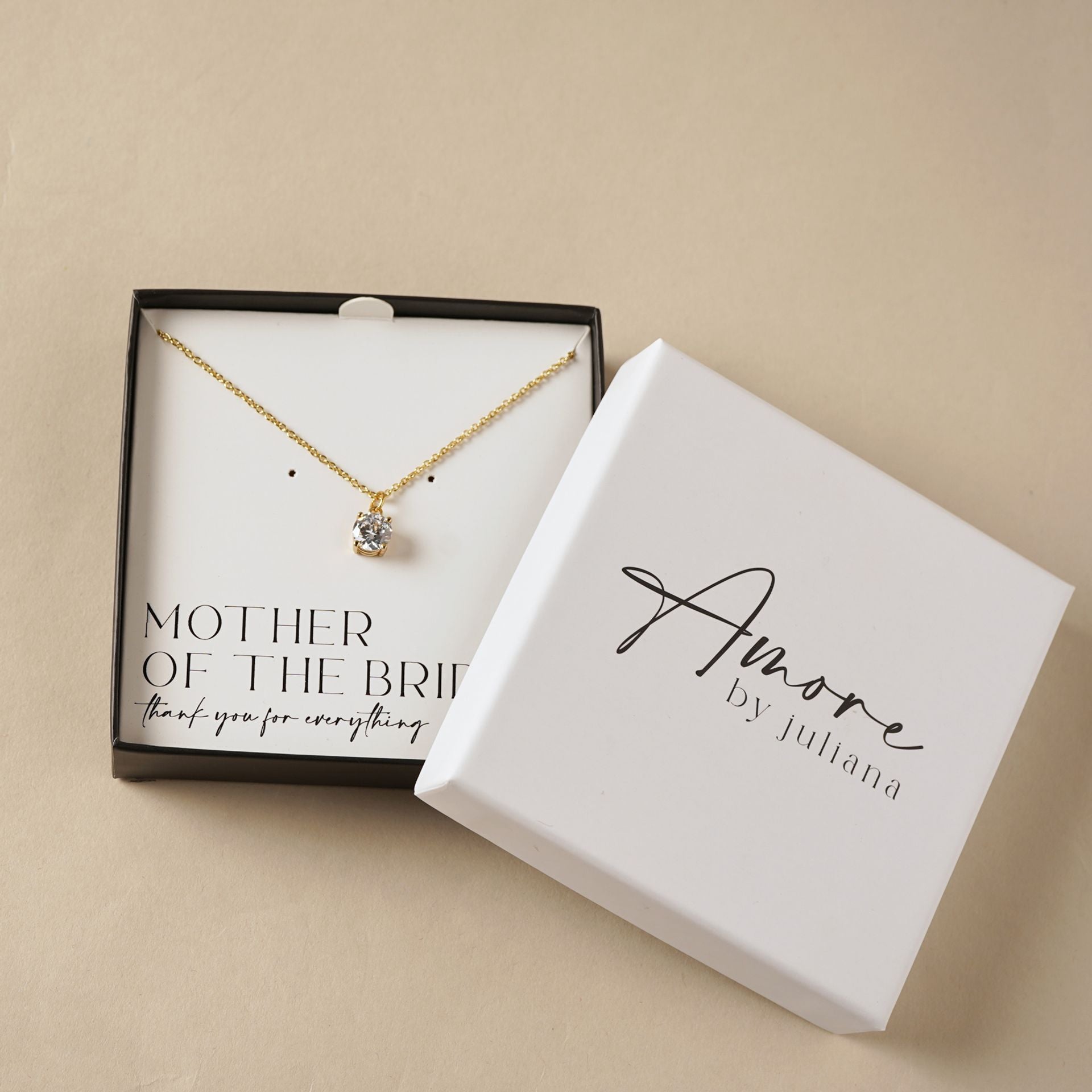 Amore Gold Plated Necklace Crystal Pendant - Mother Of The Bride