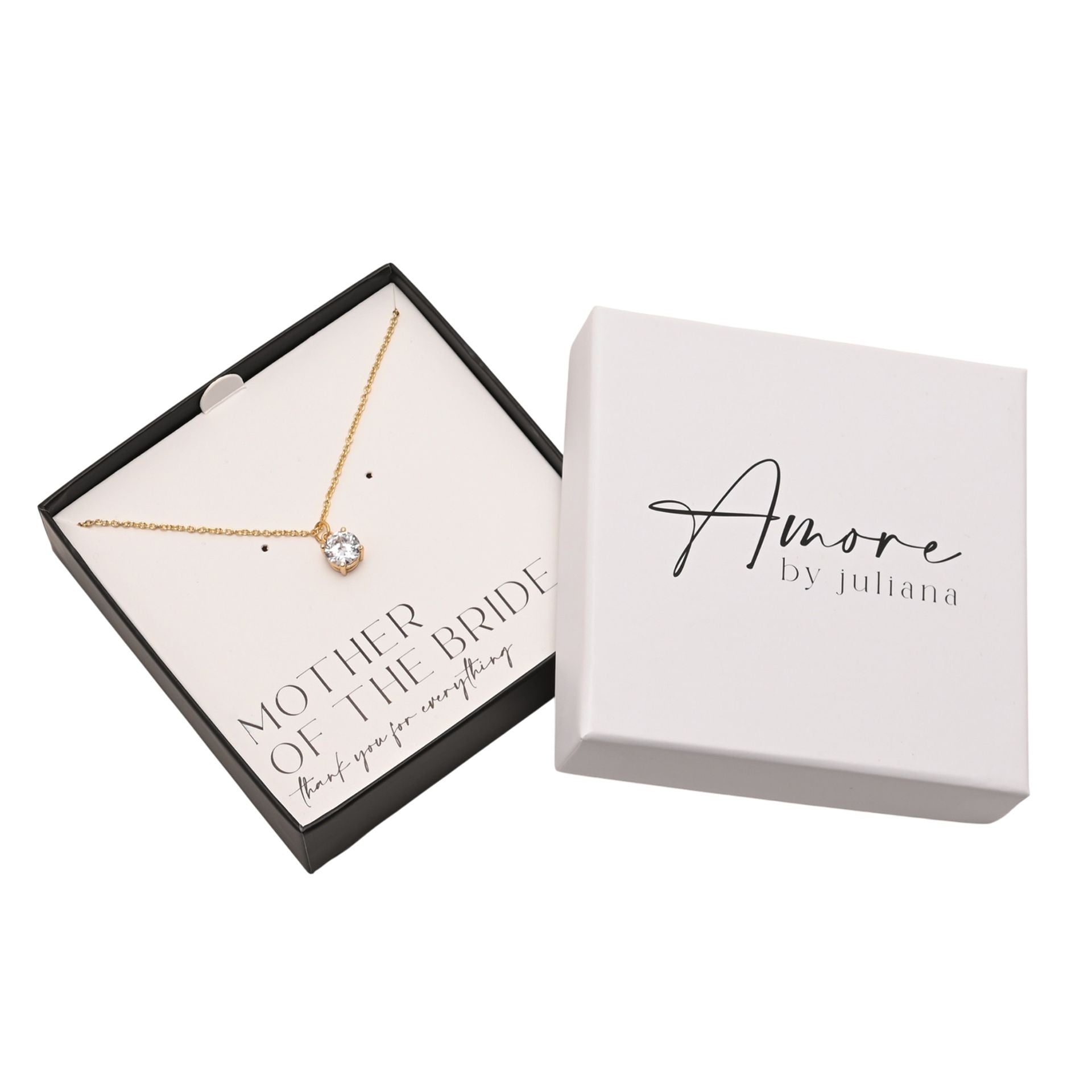 Amore Gold Plated Necklace Crystal Pendant - Mother Of The Bride