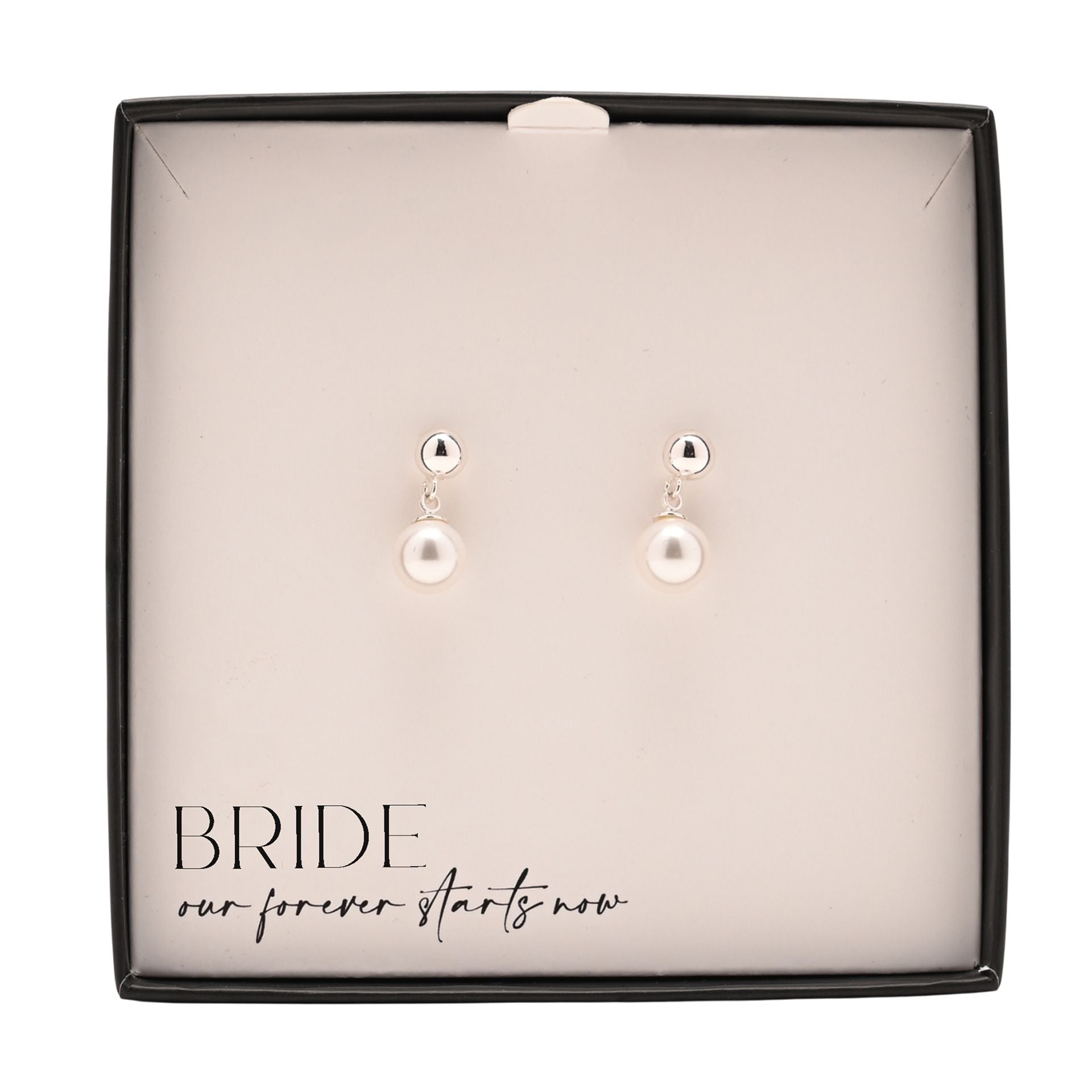 Amore Silver Plated Earrings Faux Pearl - Bride