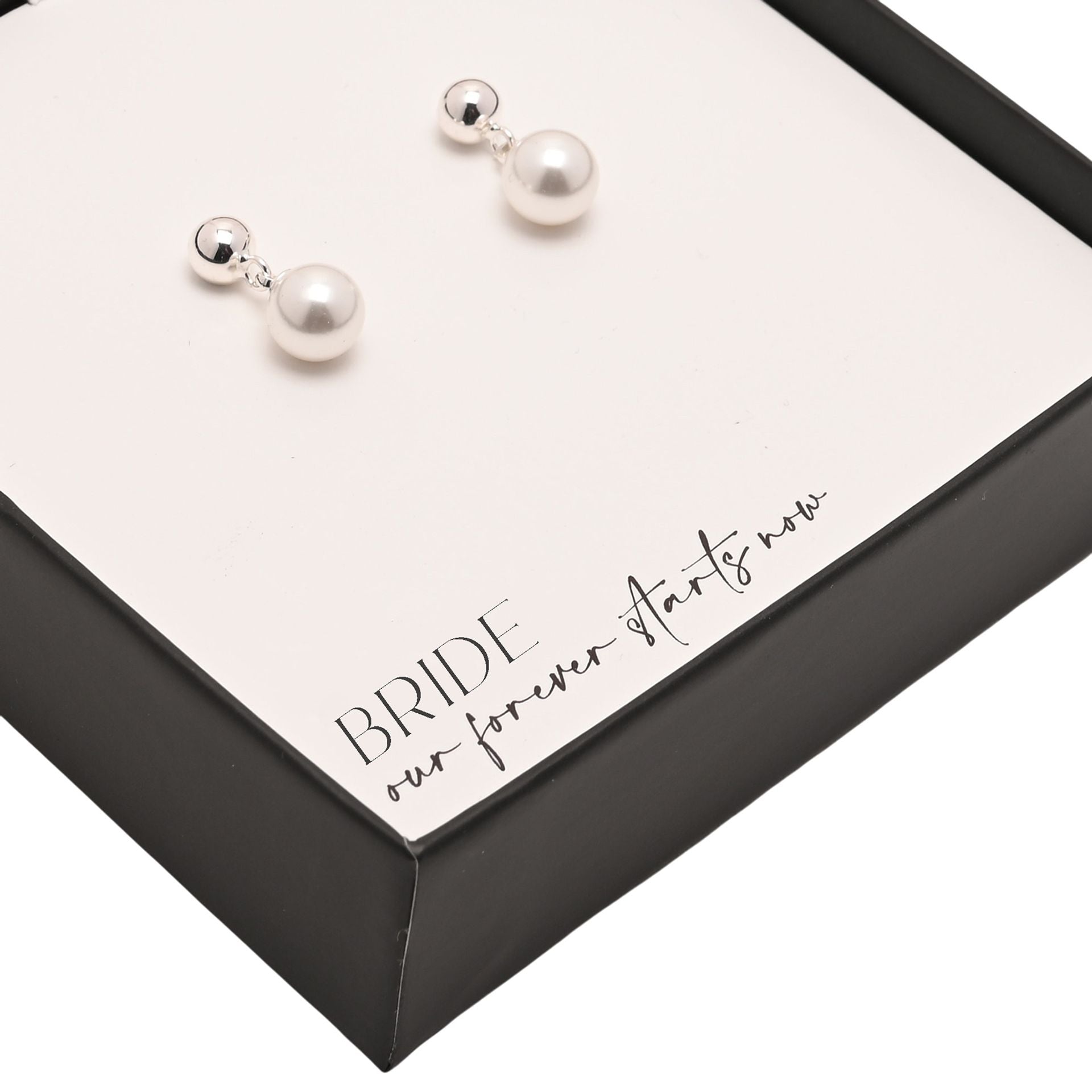 Amore Silver Plated Earrings Faux Pearl - Bride