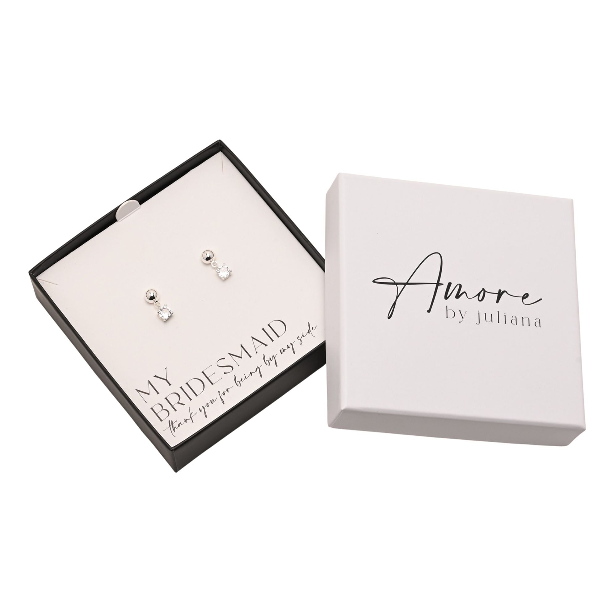 Amore Silver Plated Earrings Crystal - Bridesmaid