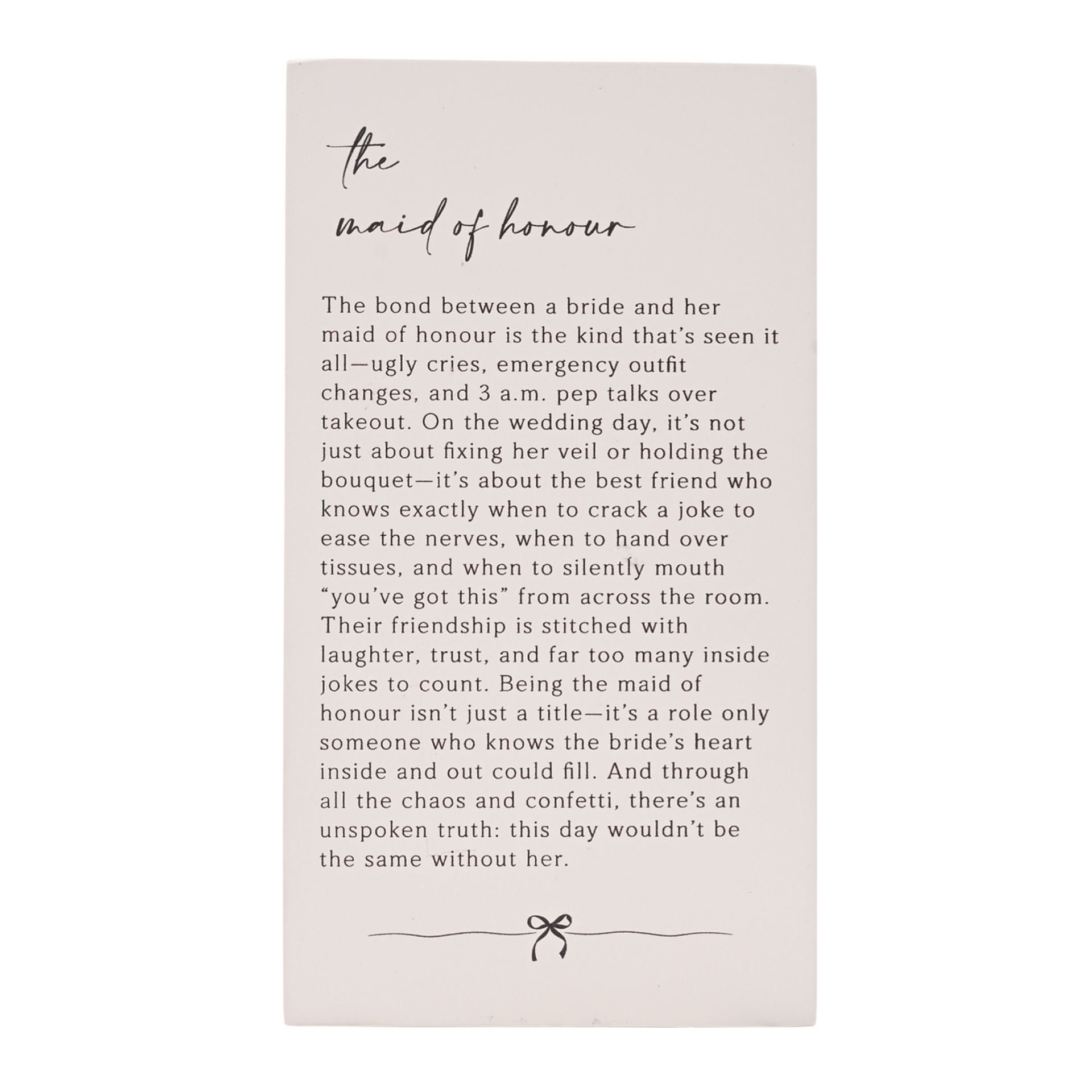 Amore Verse Plaque - Maid Of Honour
