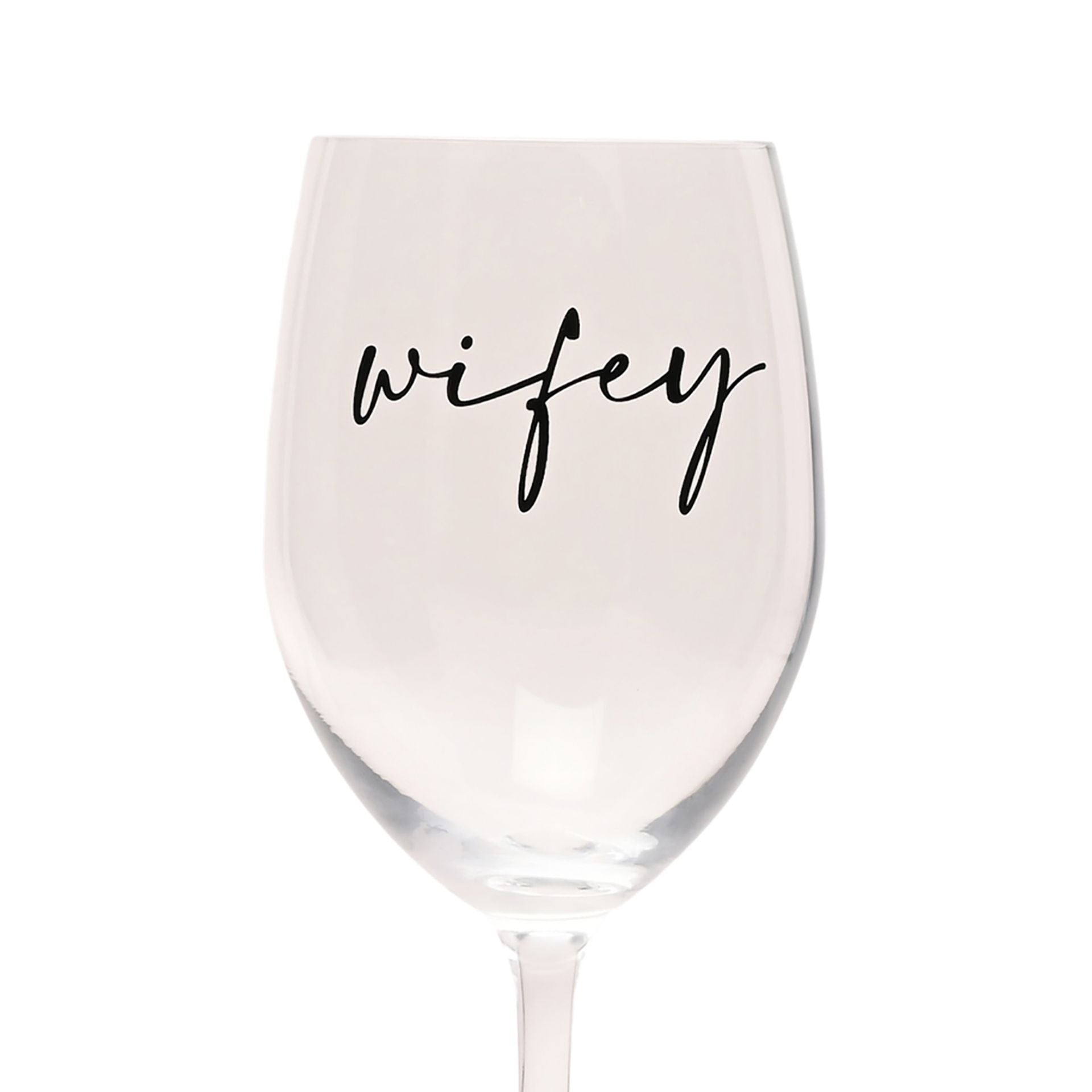 Amore Wine Glass Black Words - Wifey