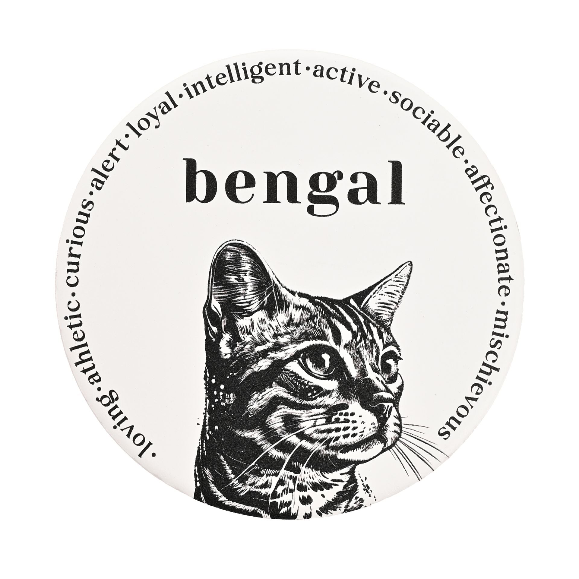 Best of Breed Ceramic Round Coaster - Bengal Cat