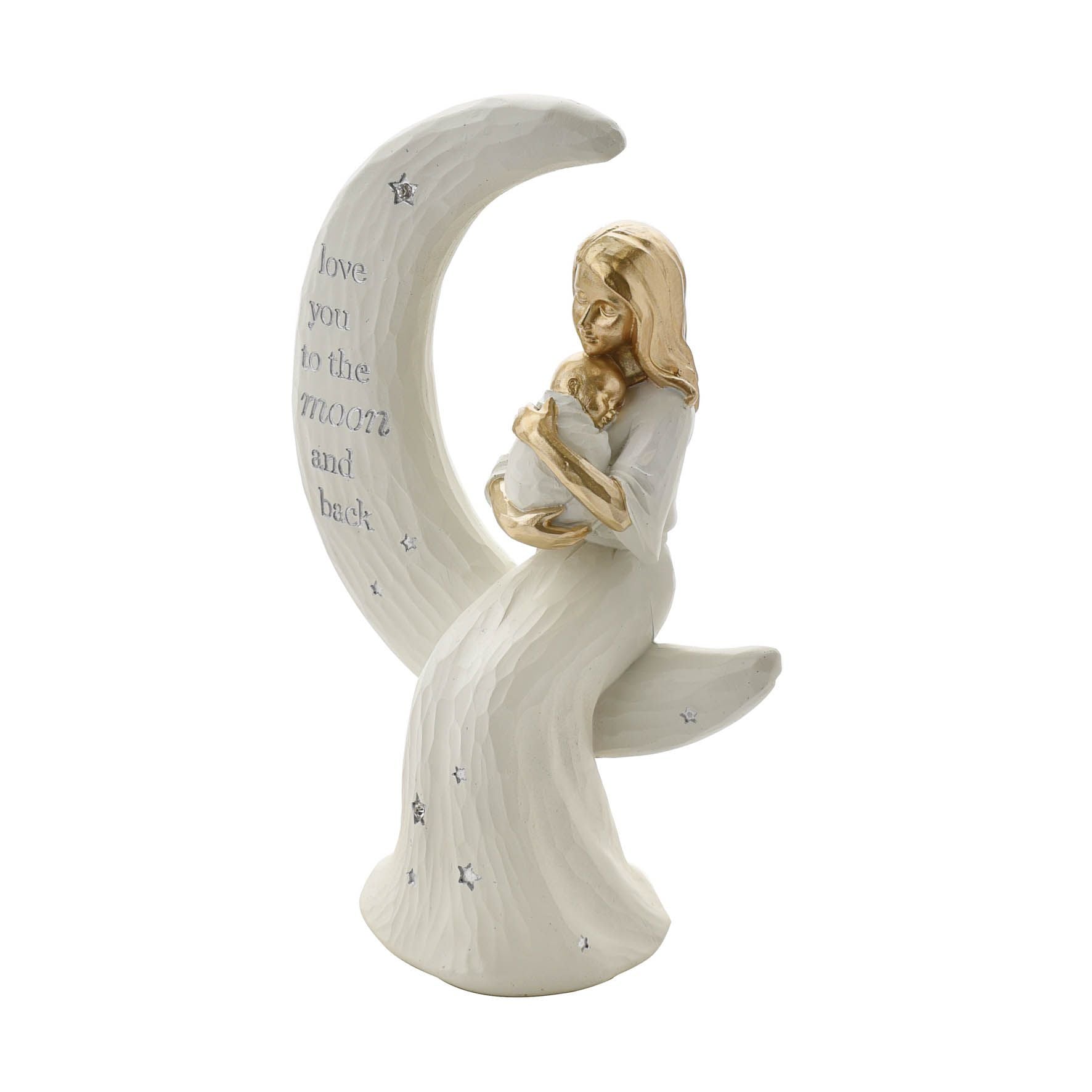 Bambino Mother and Baby Sitting on Moon Figurine "Love You"