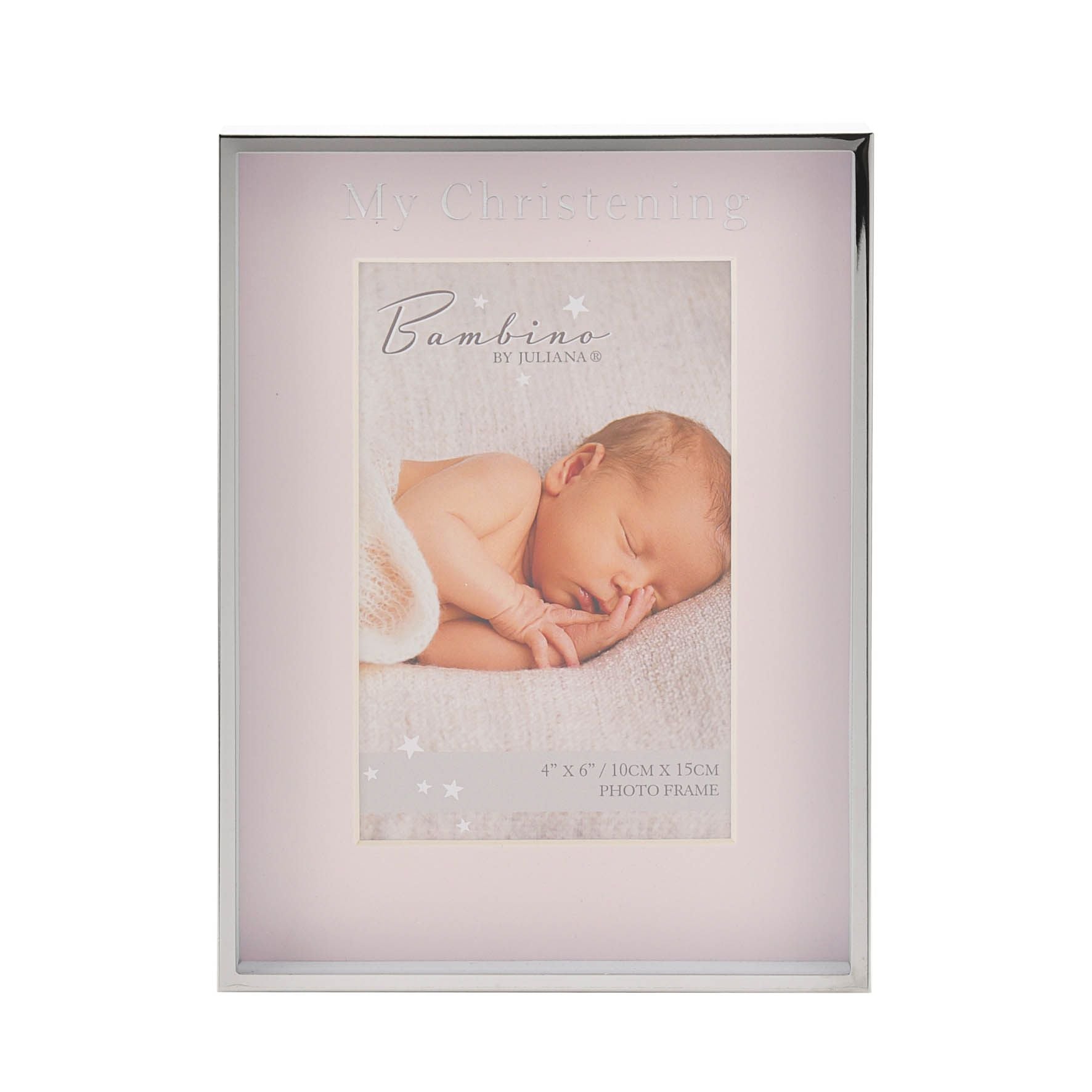 Silver Colour Photo Frame "Christening Day" Pink 4" x 6"