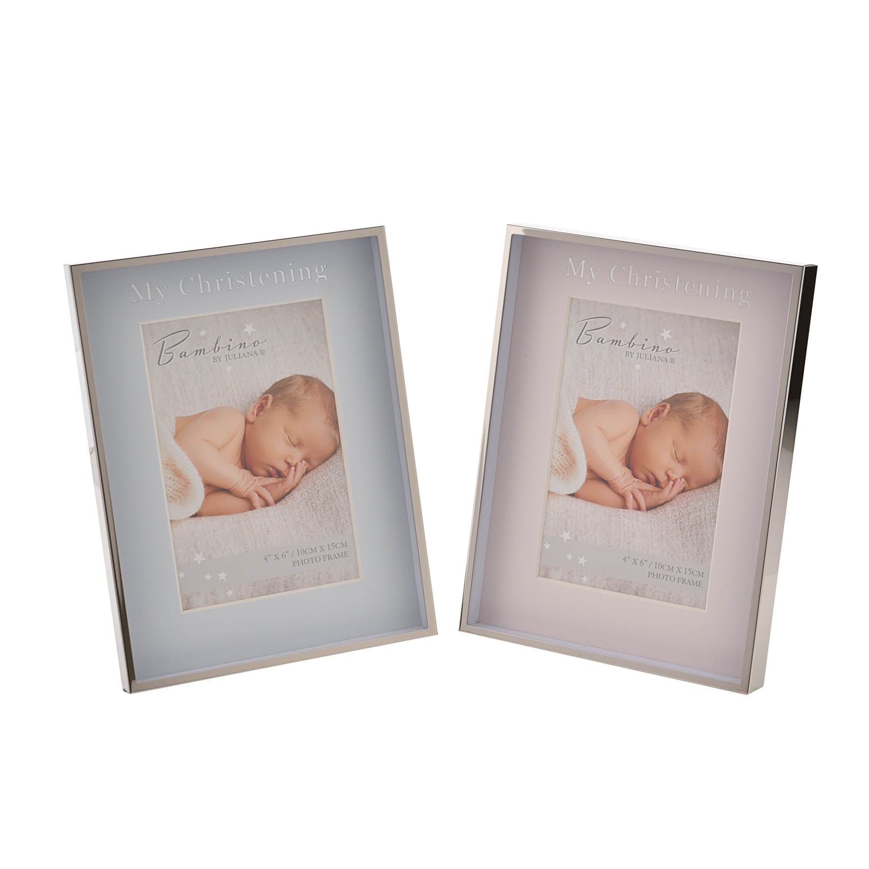 Silver Colour Photo Frame "Christening Day" Pink 4" x 6"