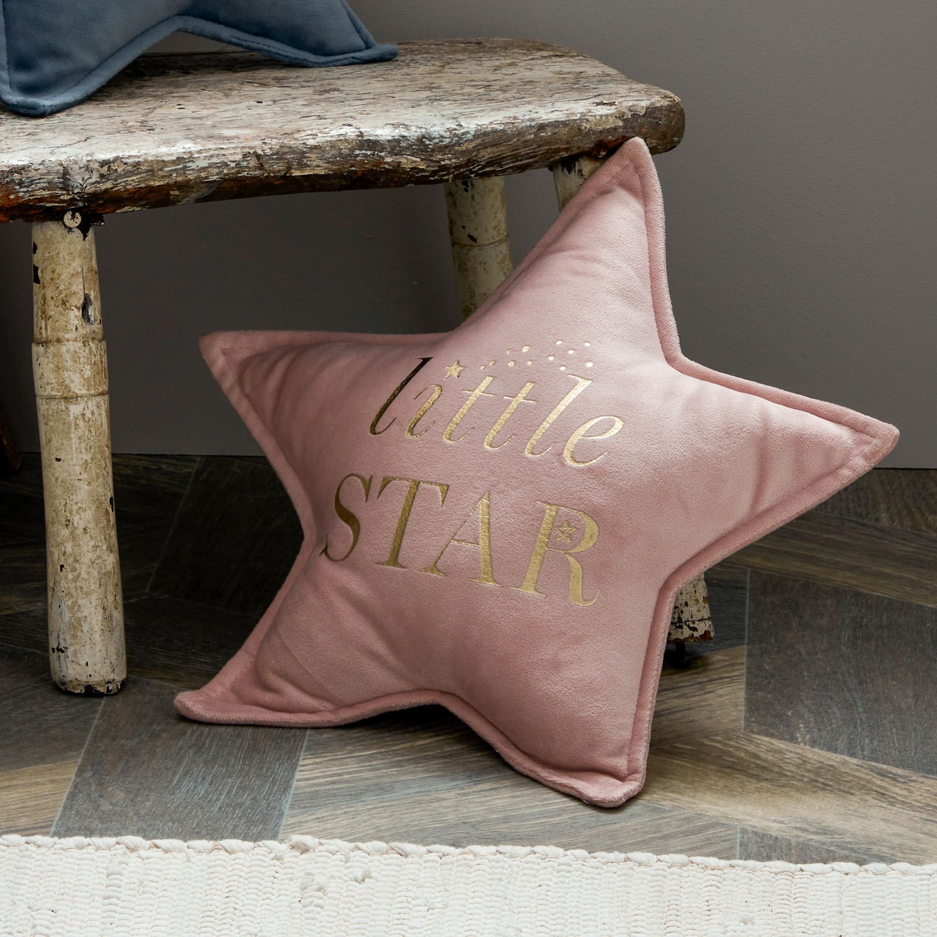 Bambino Little Star Velvet Cushion 30cm Blush