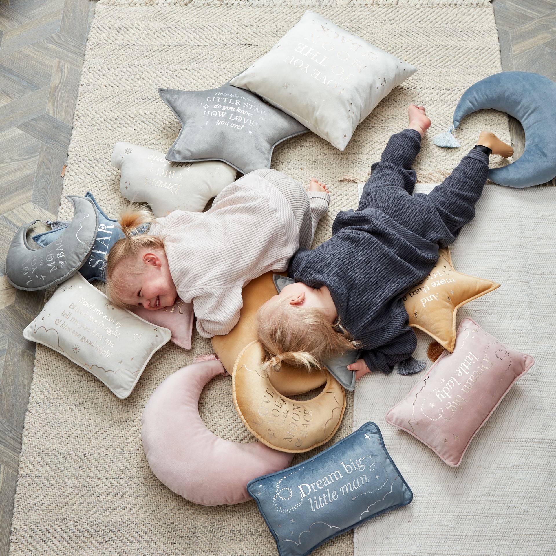 Bambino Little Star Velvet Cushion 30cm Blush