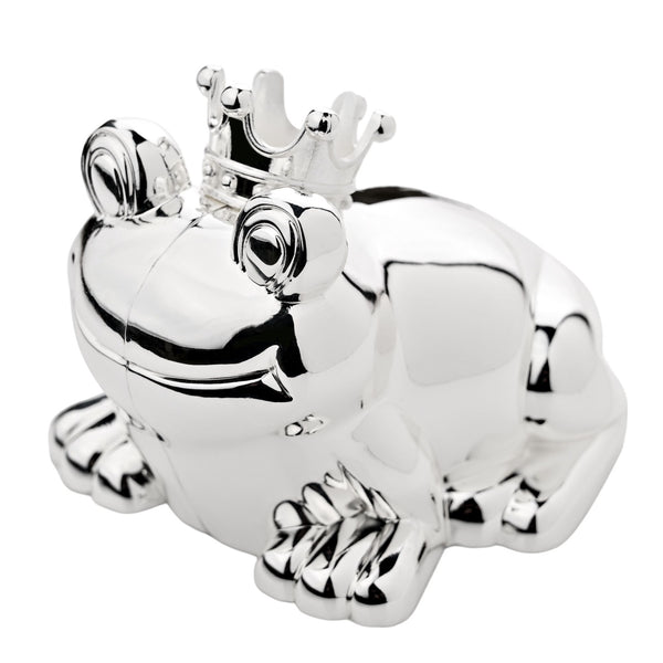 Bambino Silverplated Money Box - Frog with Crown
