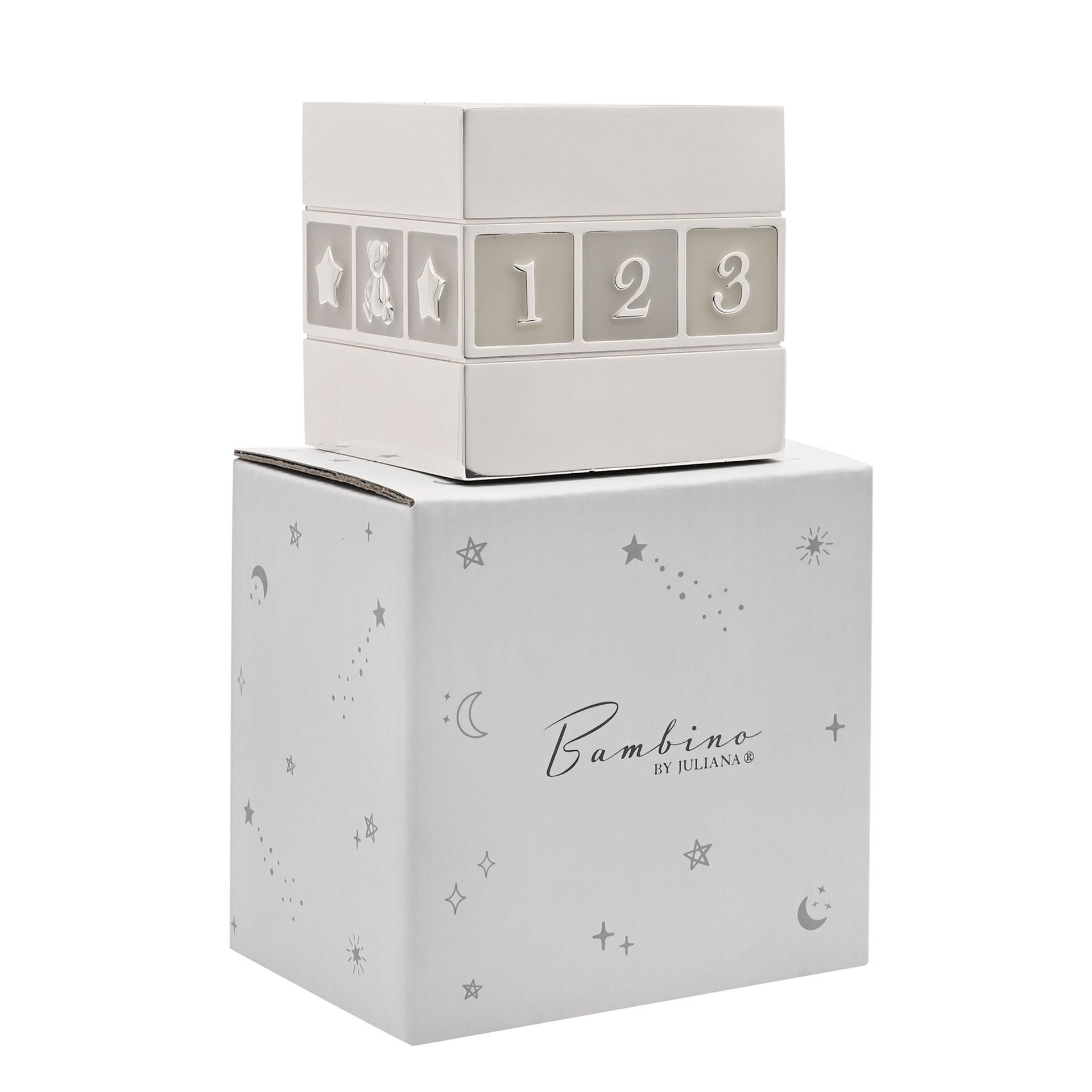 Bambino Silverplated ABC/123 Cube Money Box