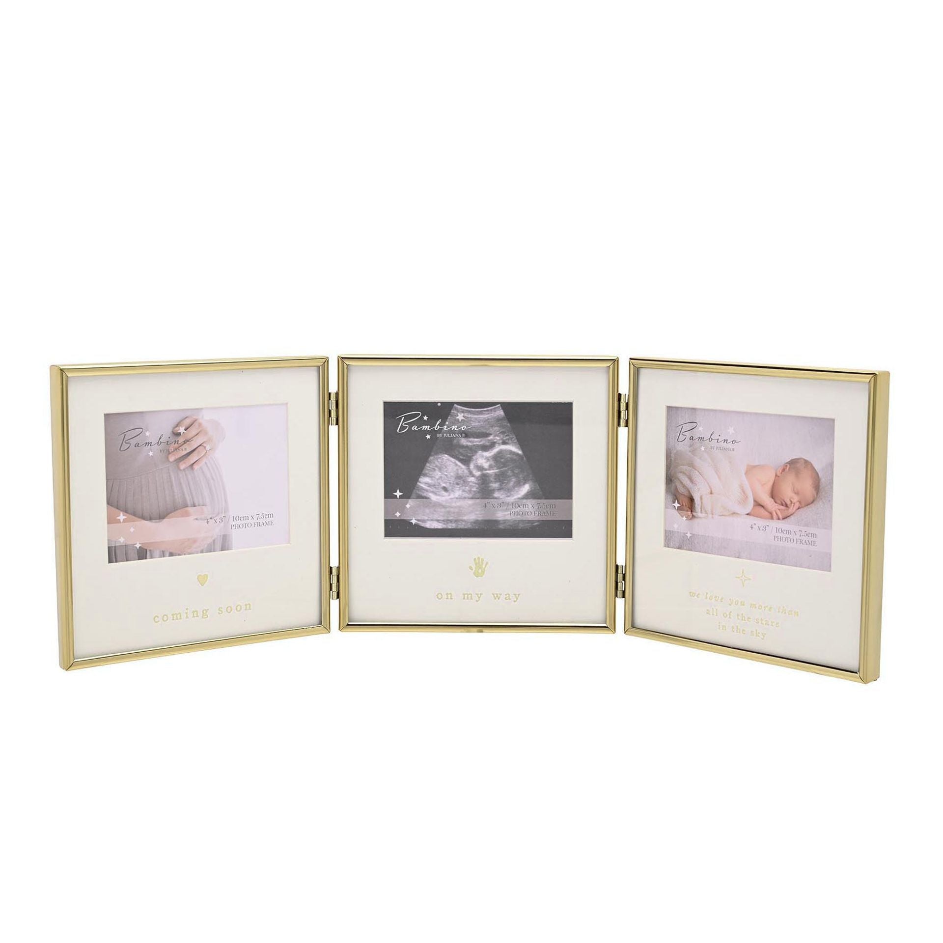Bambino Gold Baby Scan Frame 4" x 3" - Triple