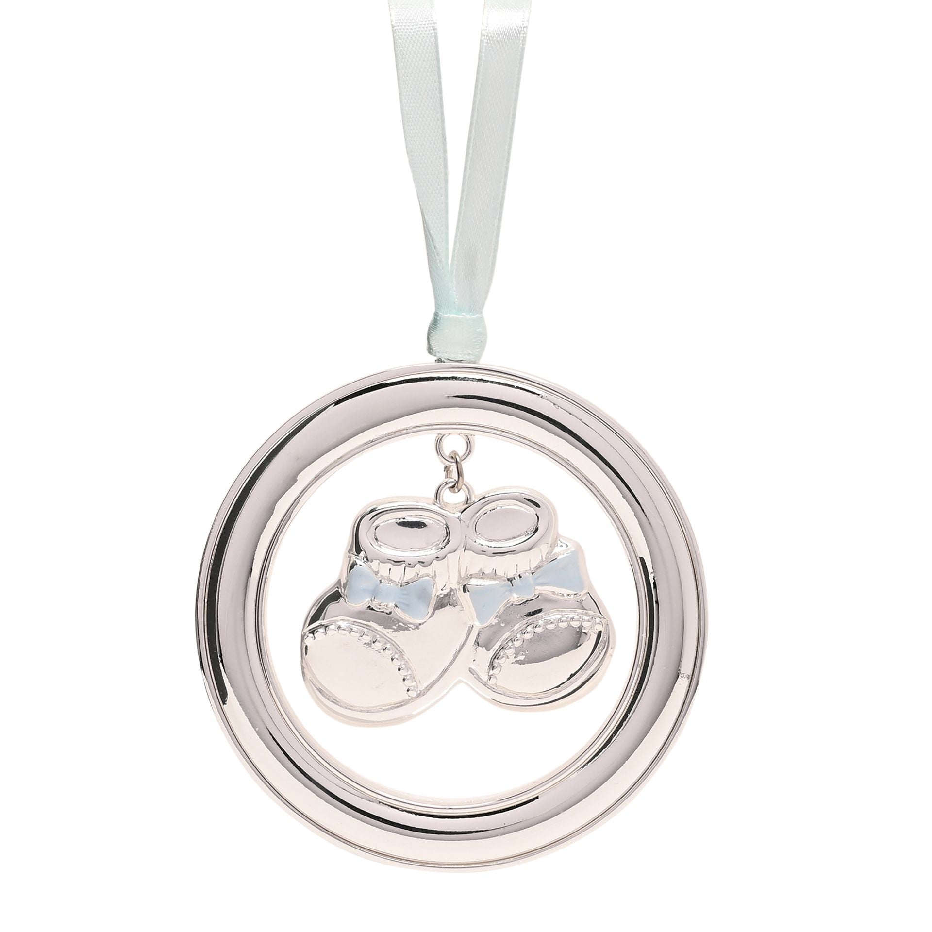 Bambino Silver Plated Hanging Bootie - Blue