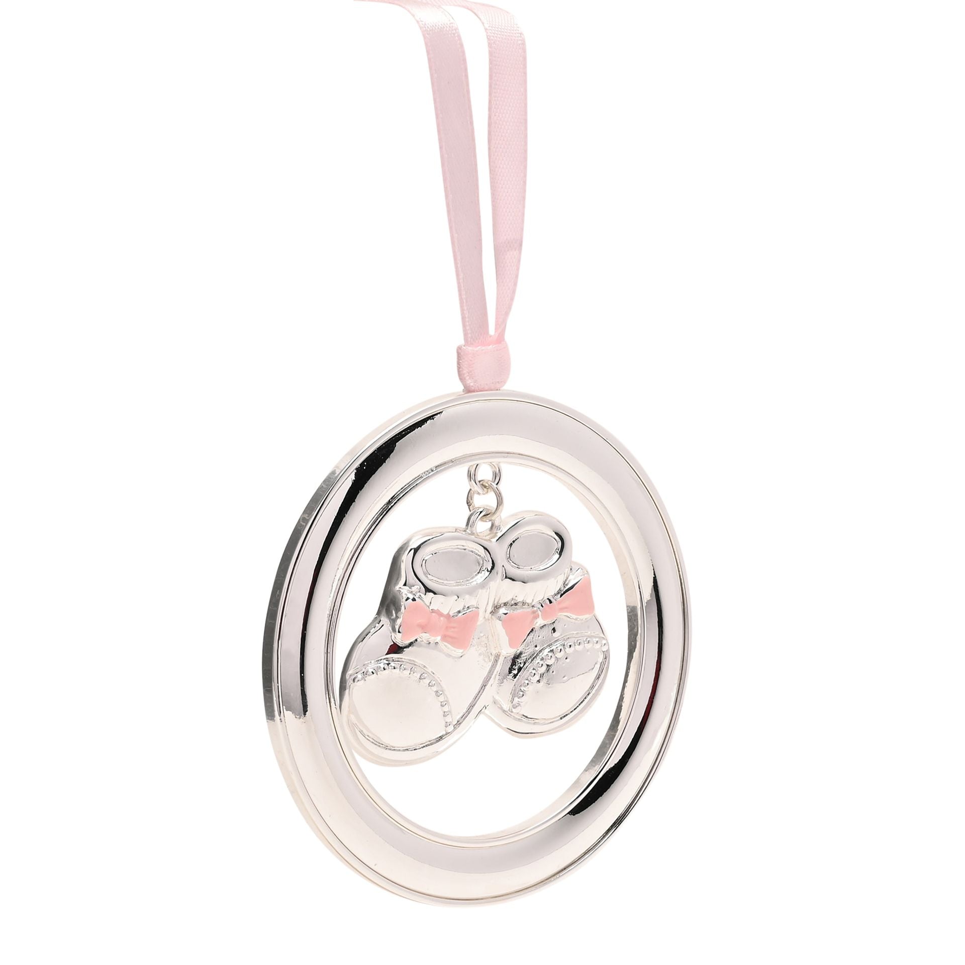 Bambino Silver Plated Hanging Bootie - Pink