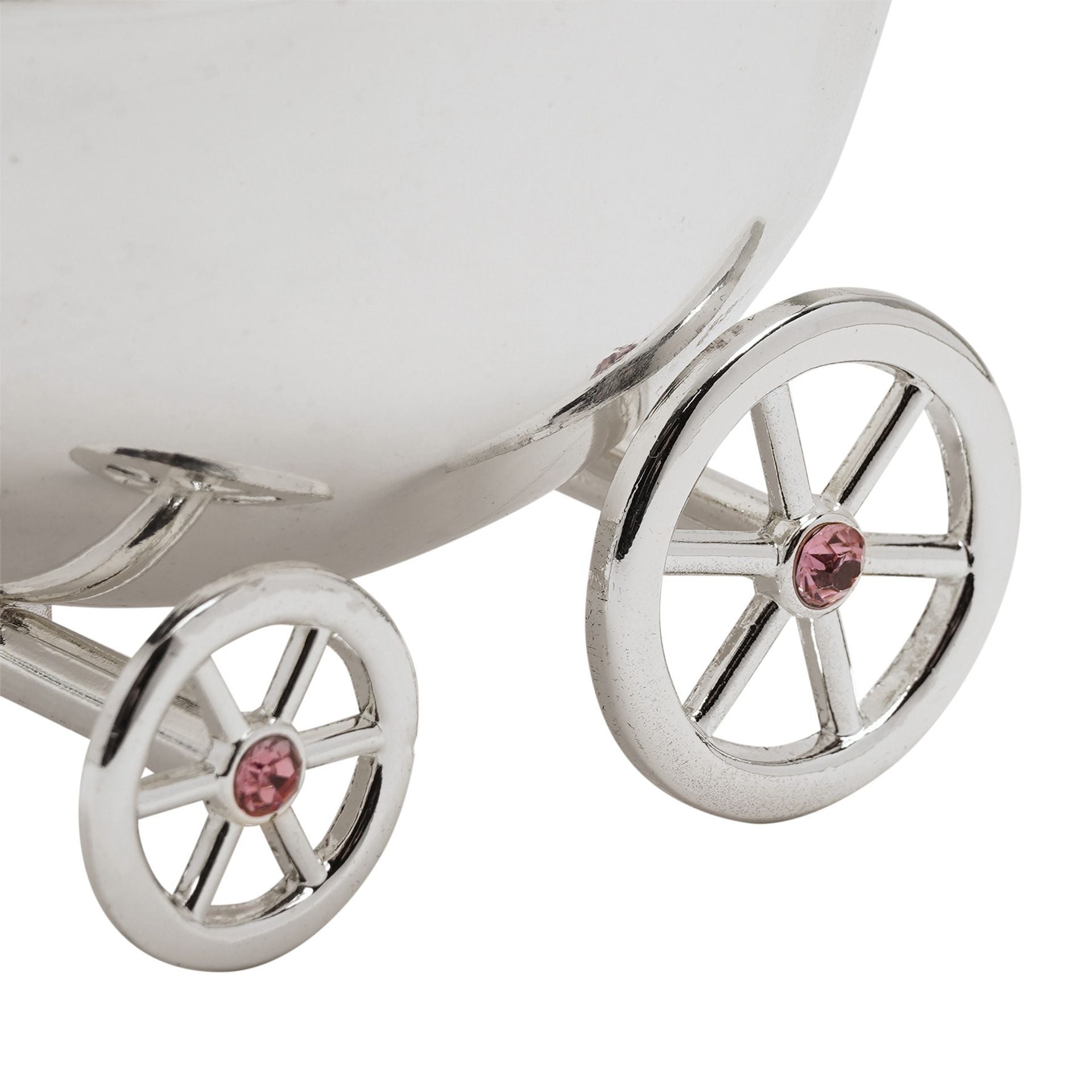 Bambino Silver Plated Pram Money Box - Pink