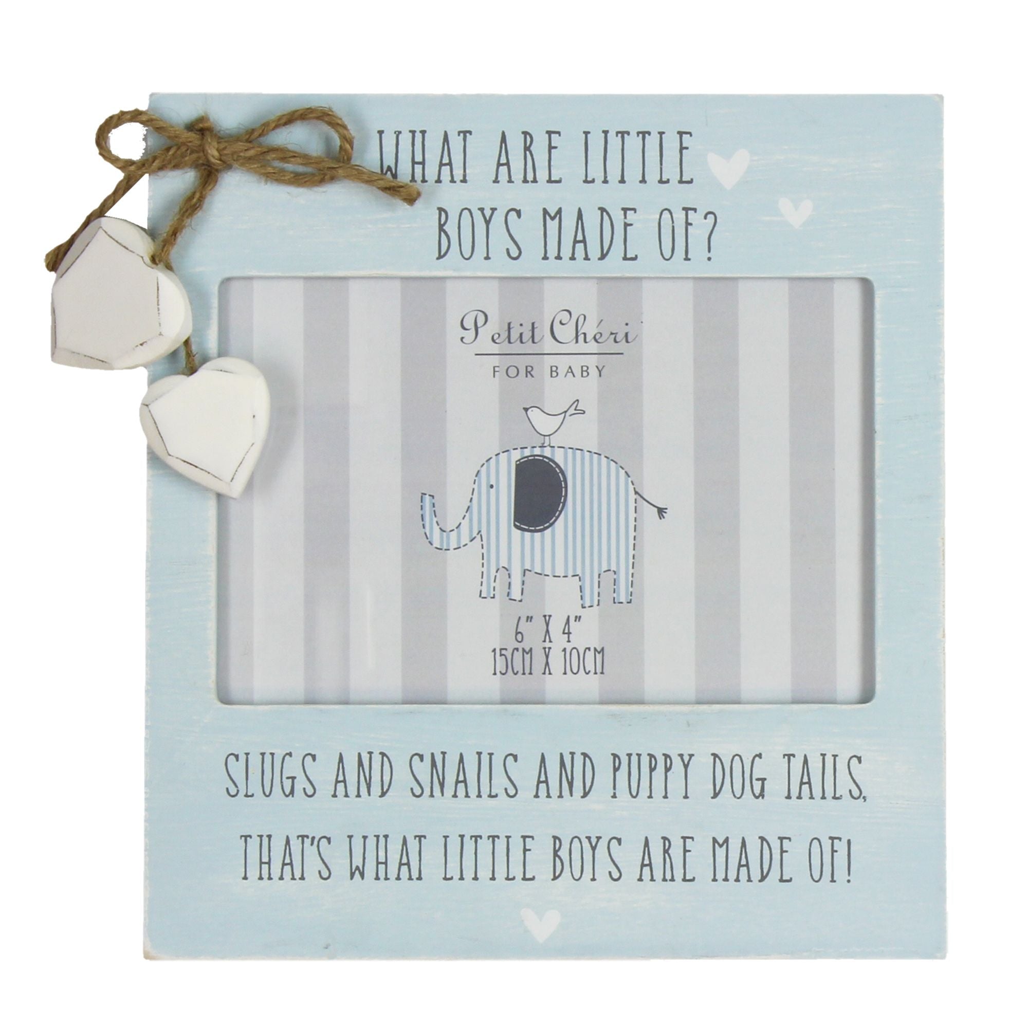 Petit Cheri Frame with Hearts "Little Boys" 6" x 4"