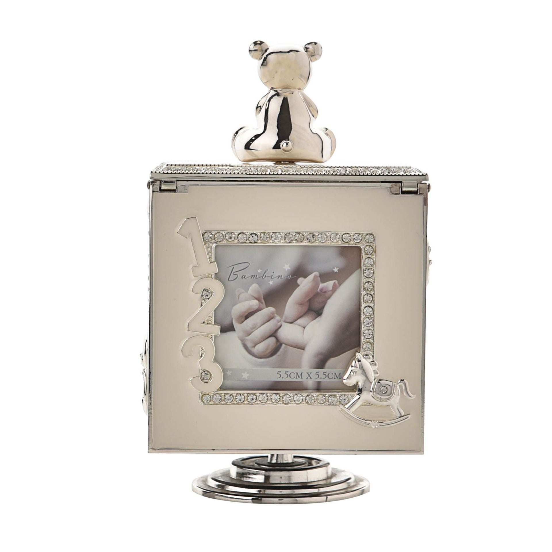 Bambino Baby Silver Plated Rotating Photo Frame Music Box