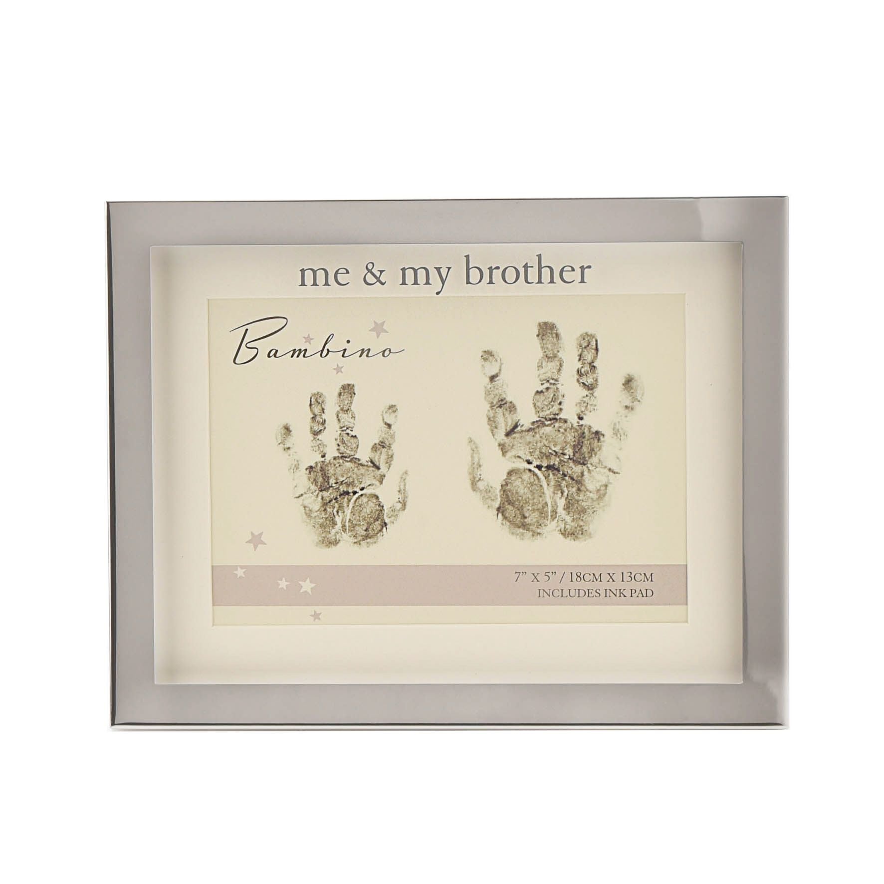 Bambino Silver col. Hand Print Frame Me & My Brother 7"x5"