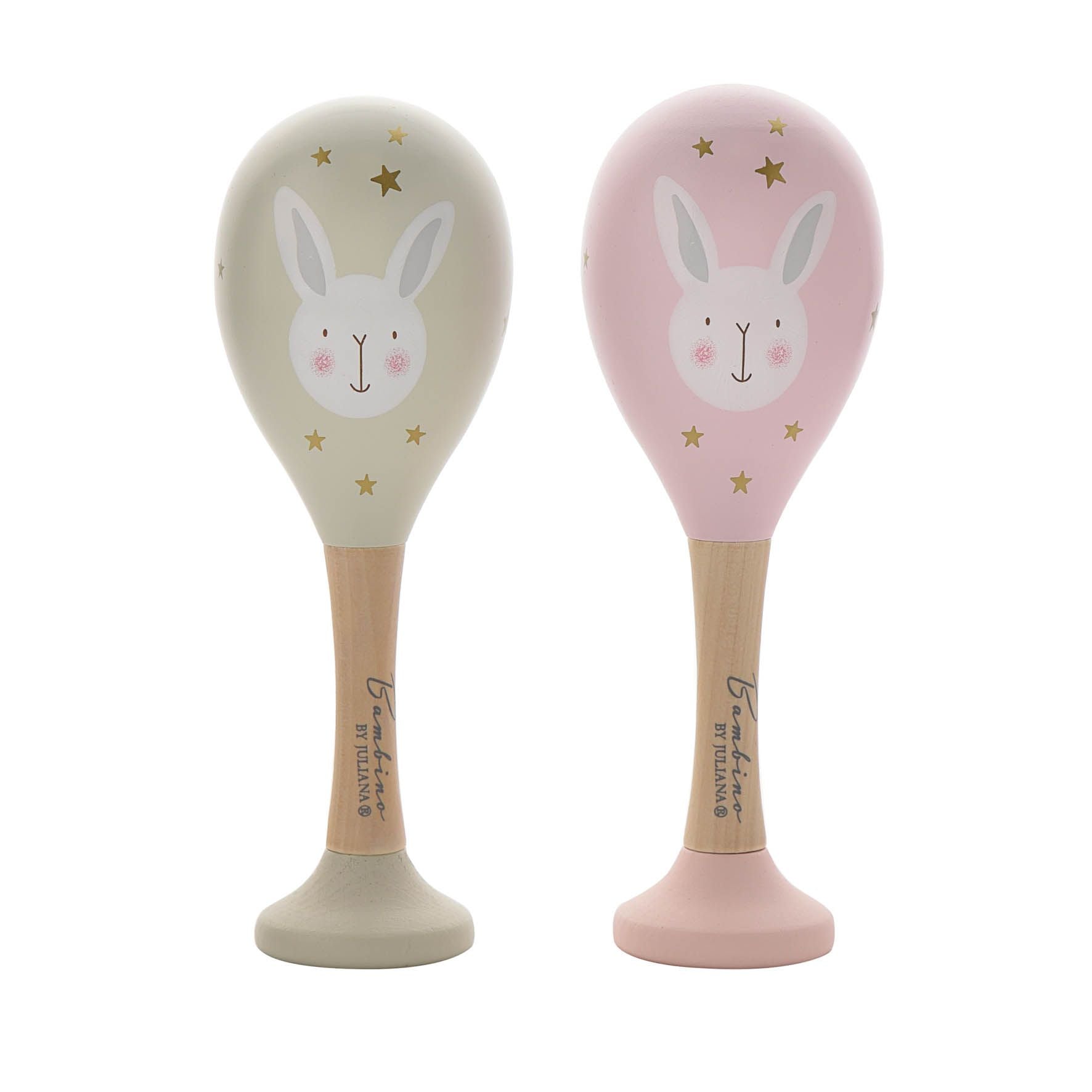 Bambino Toy Wooden Maracas Rabbit Pink