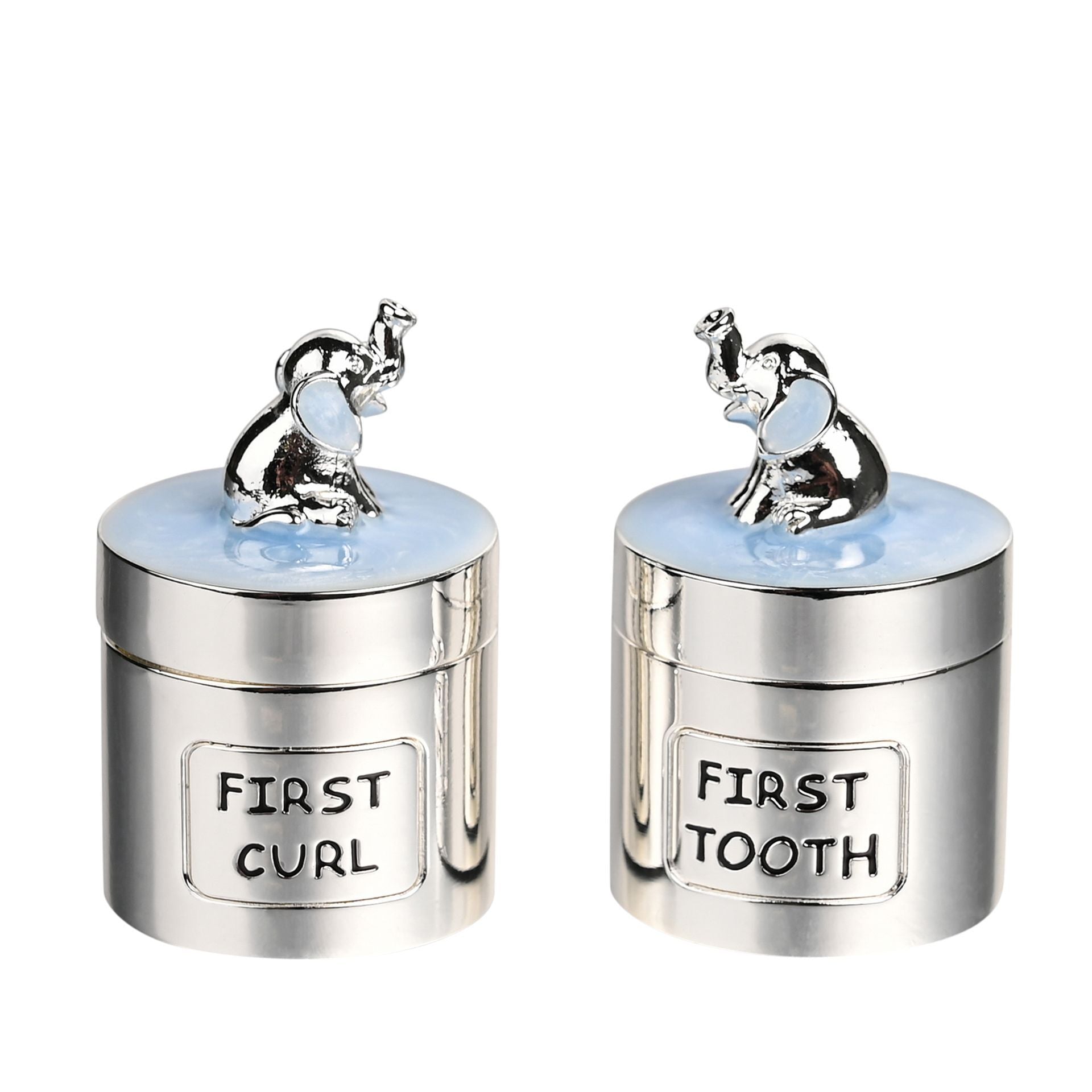 Hello Baby Silverplated Tooth & Curl Set Elephant - Blue