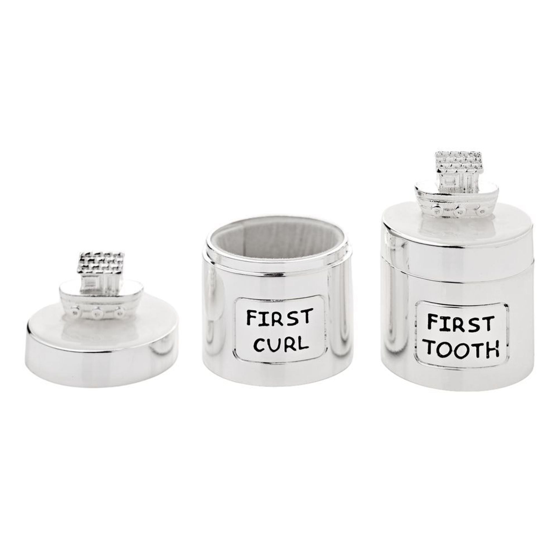 Hello Baby Silverplated Tooth & Curl Set Noah's Ark - Cream