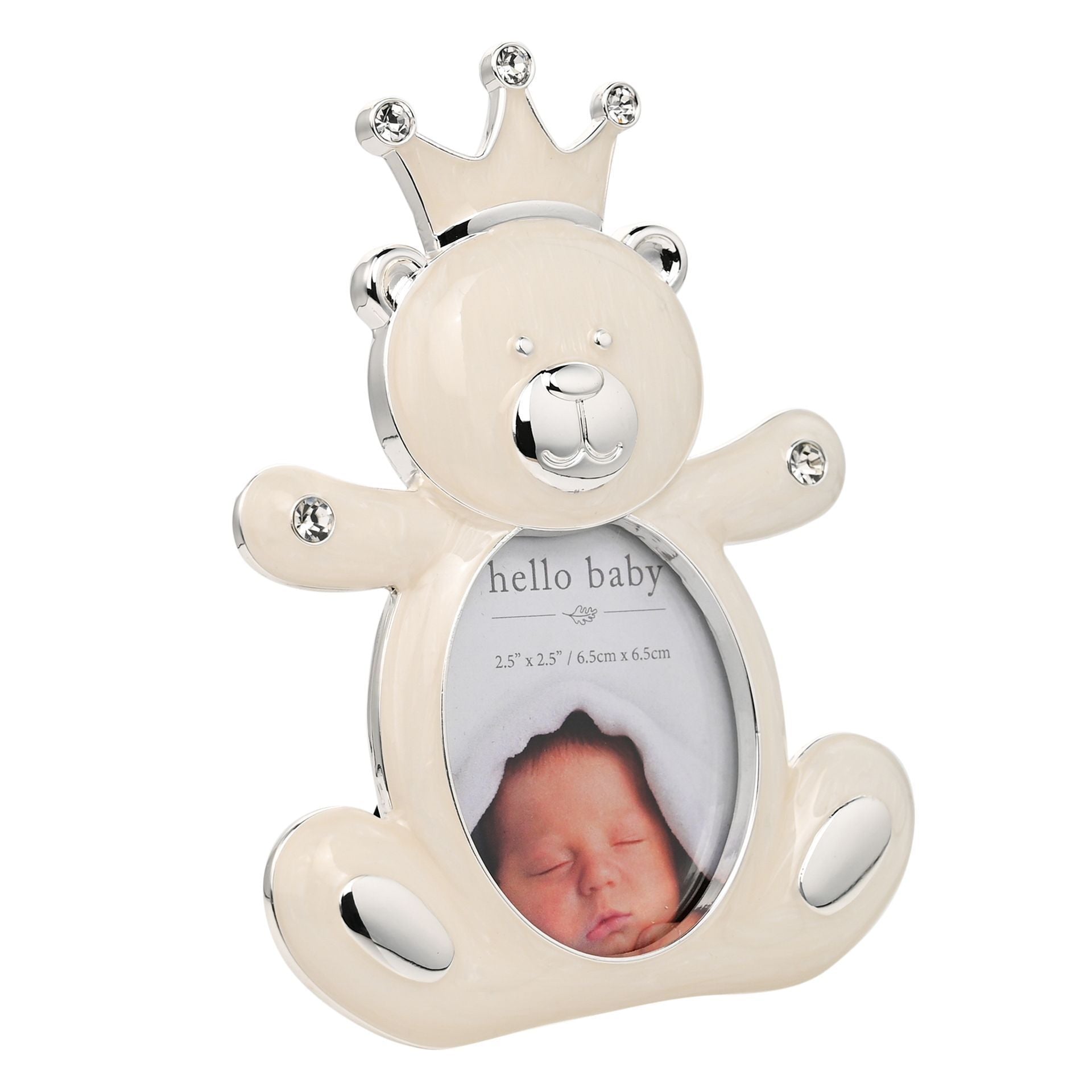 Hello Baby Silverplated Frame - Bear with Crown
