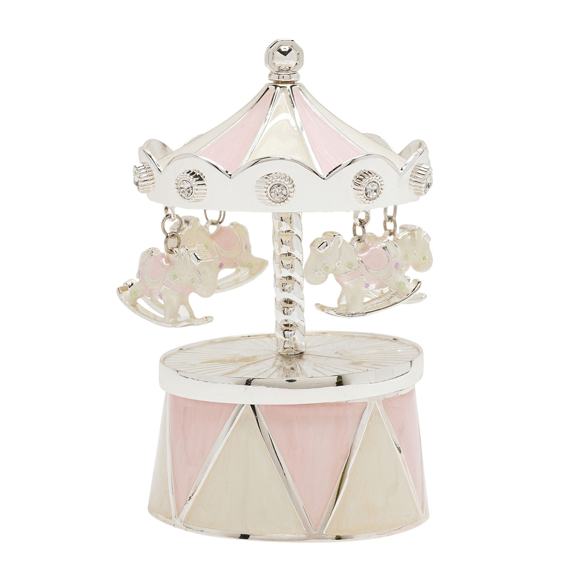 Hello Baby Silverplated Carousel Music Box - Pink