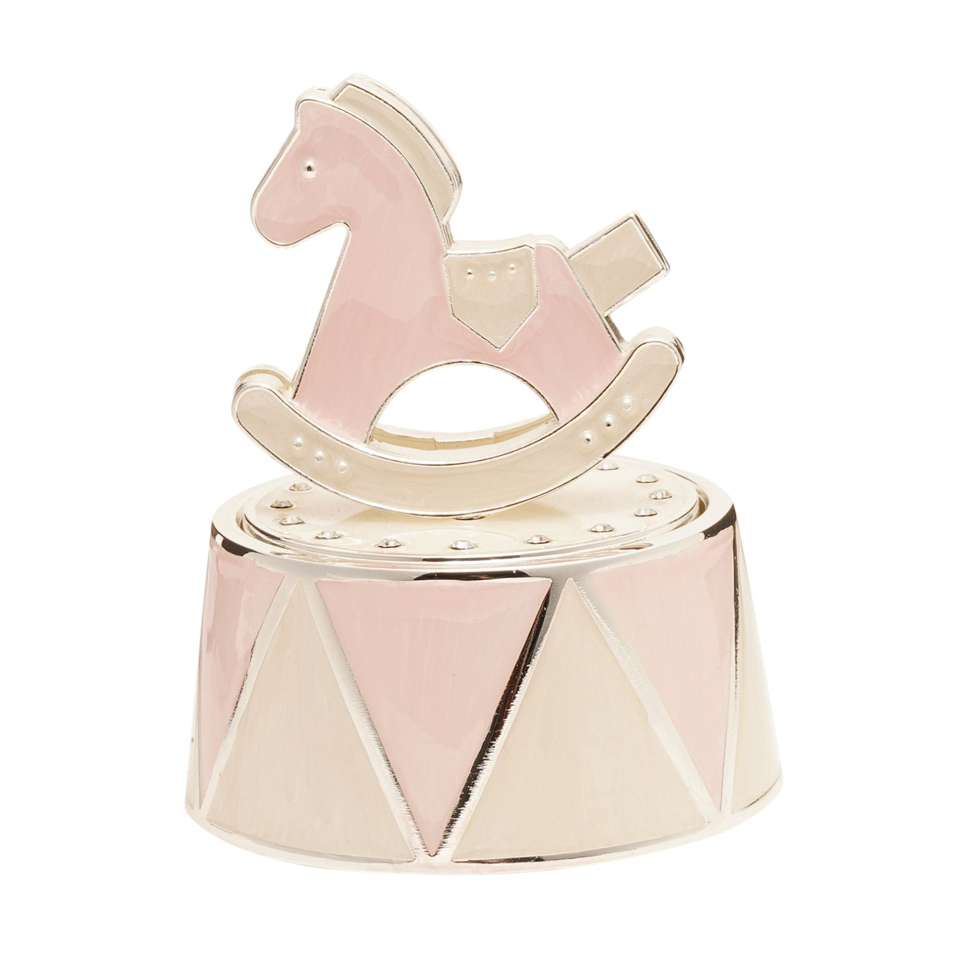 Hello Baby Silverplated Rocking Horse Music Box - Pink