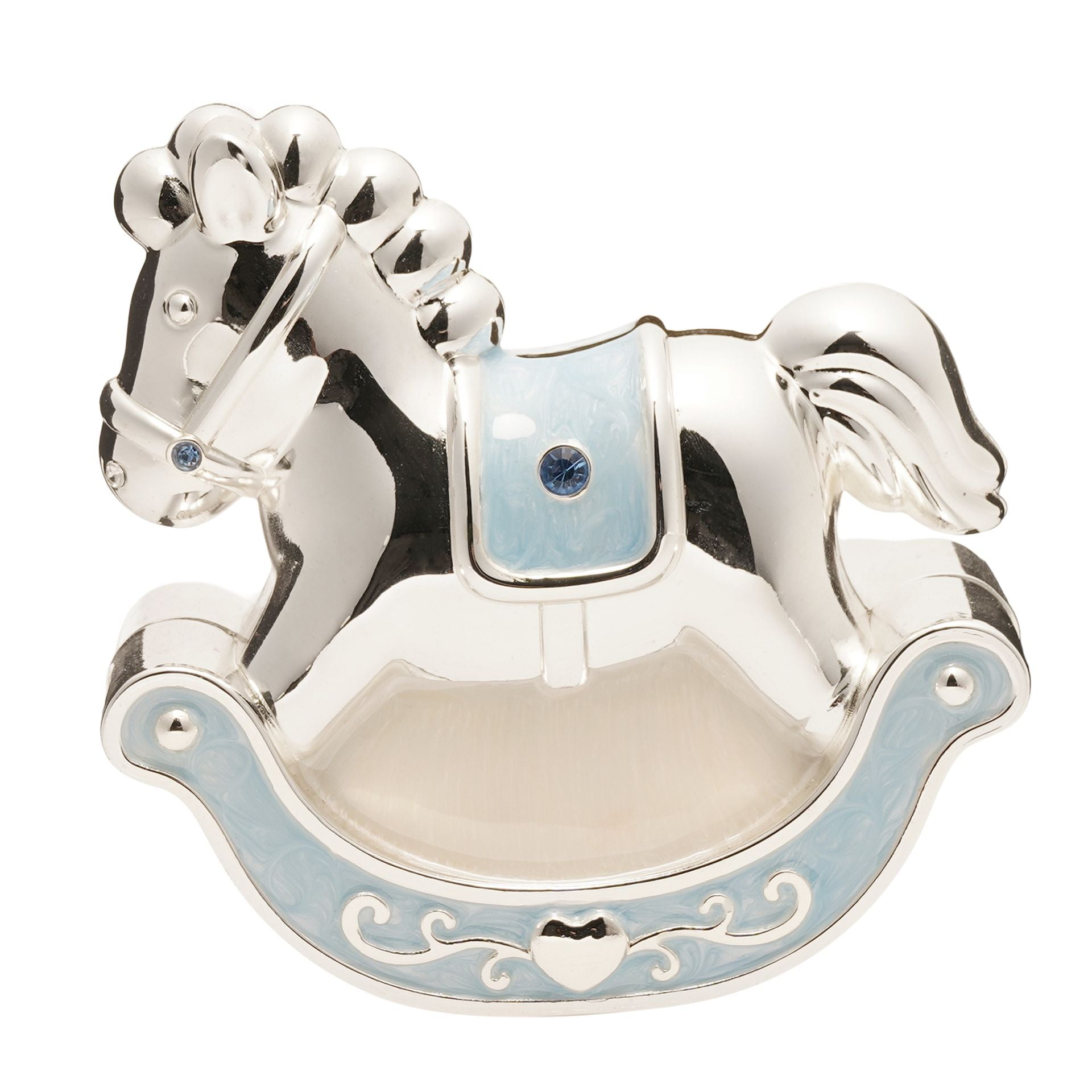 Hello Baby Silverplated Rocking Horse Money Box - Blue