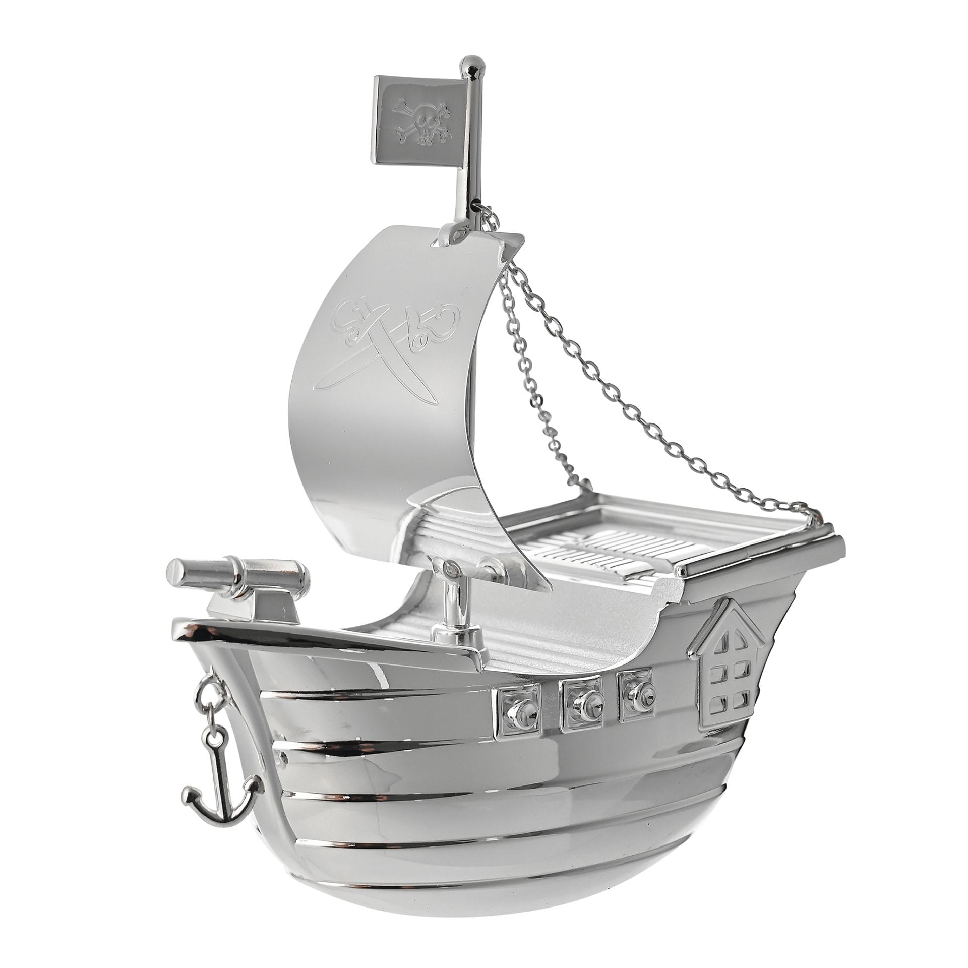 Bambino Silver Plated Money Box - Pirate Ship