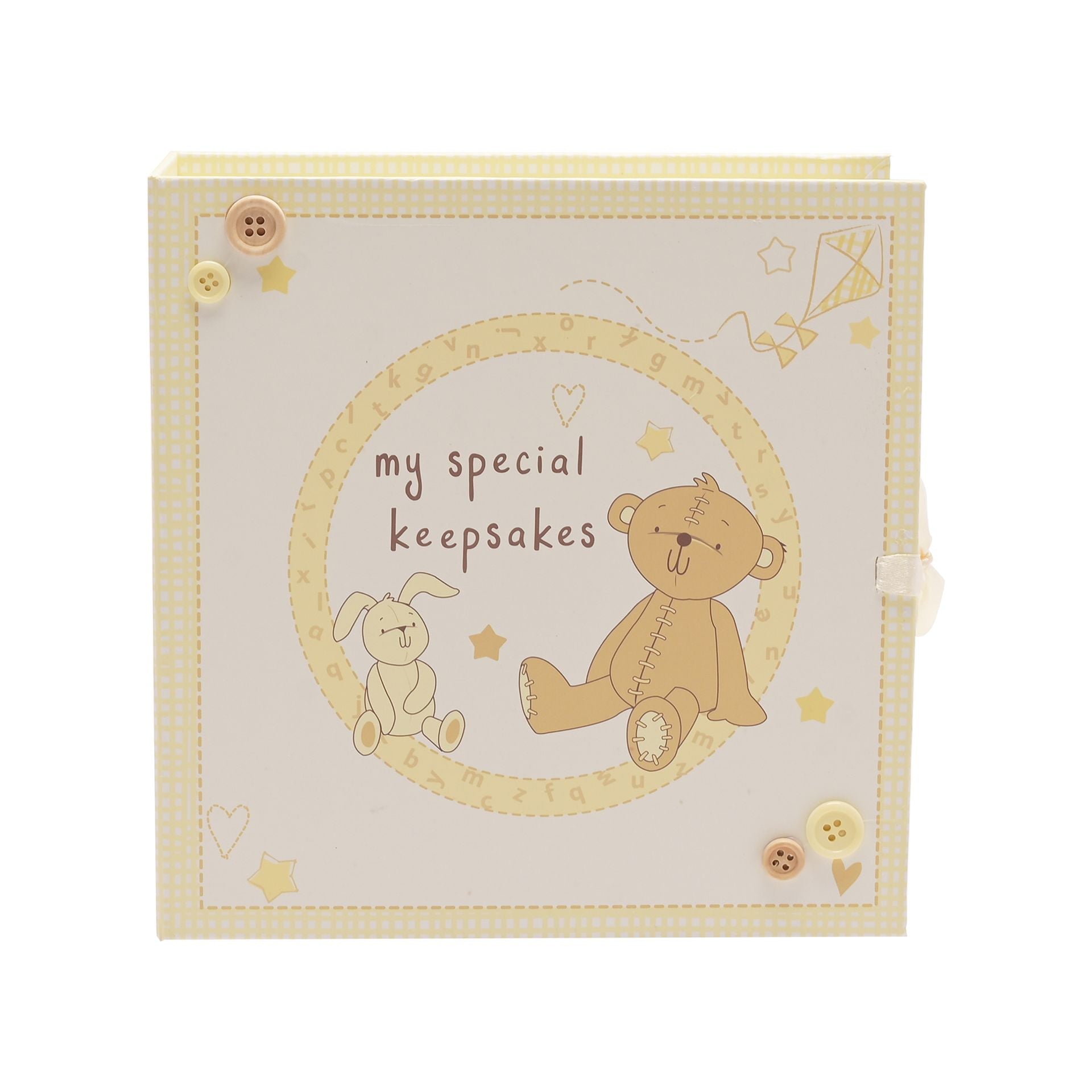 Button Corner Paperwrap Book Keepsake Box with Drawers