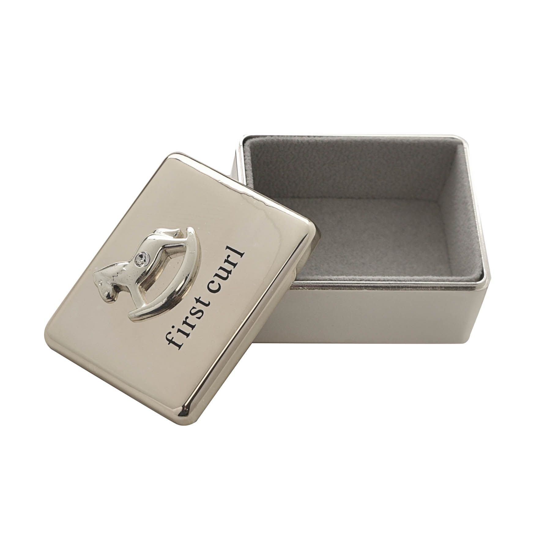 Bambino Silver Plated First Curl Box - Rocking Horse Icon
