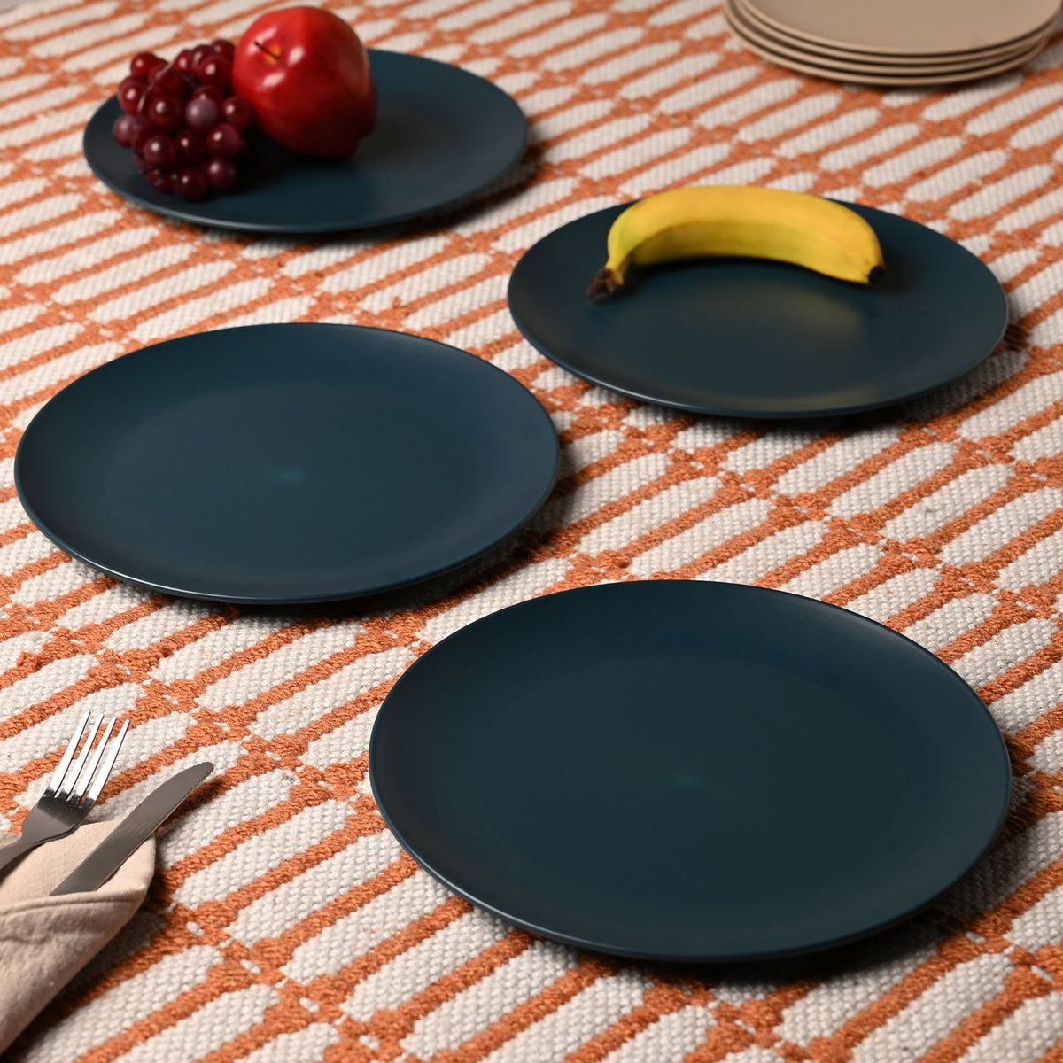 Country Living Set of 4 RPET Dinner Plates - 25cm Navy Blue