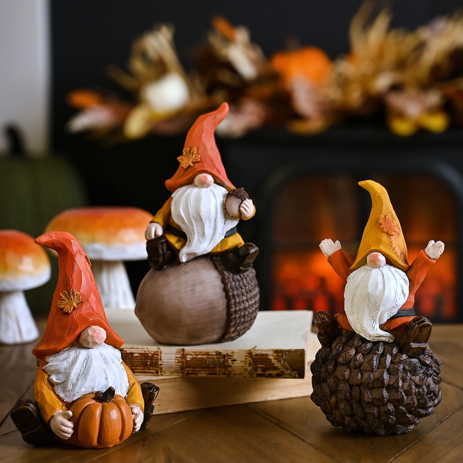 Country Living Autumn Gonk Sat On An Acorn