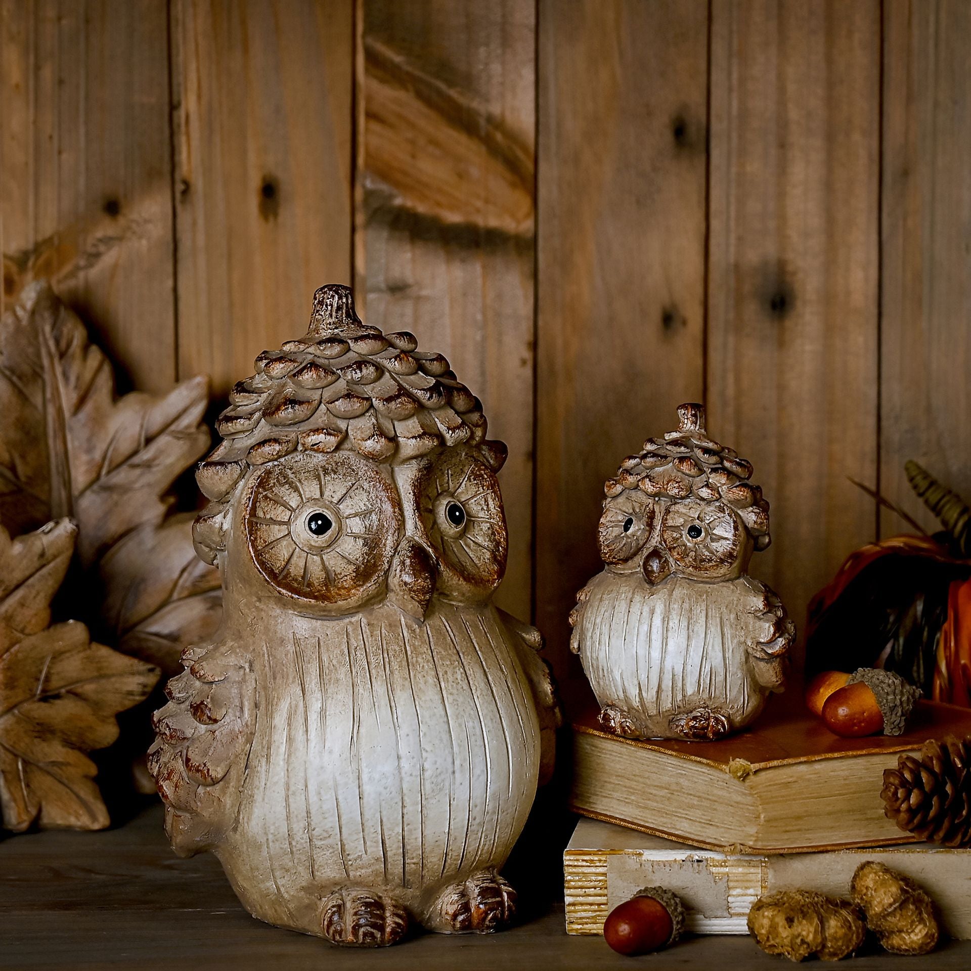 Country Living Wood Effect Resin Owl - Large