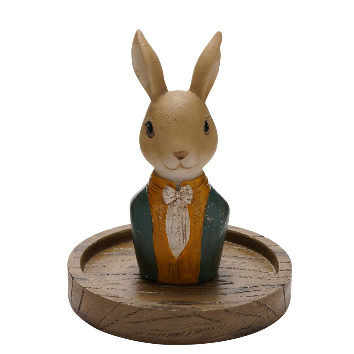 Country Living Suited Bunny In Glass Dome Resin Figurine