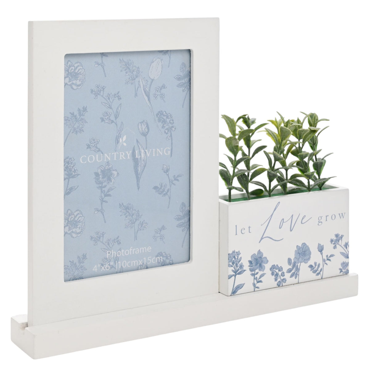 Country Living "Let Love Grow" Wooden Photo Frame And Planter
