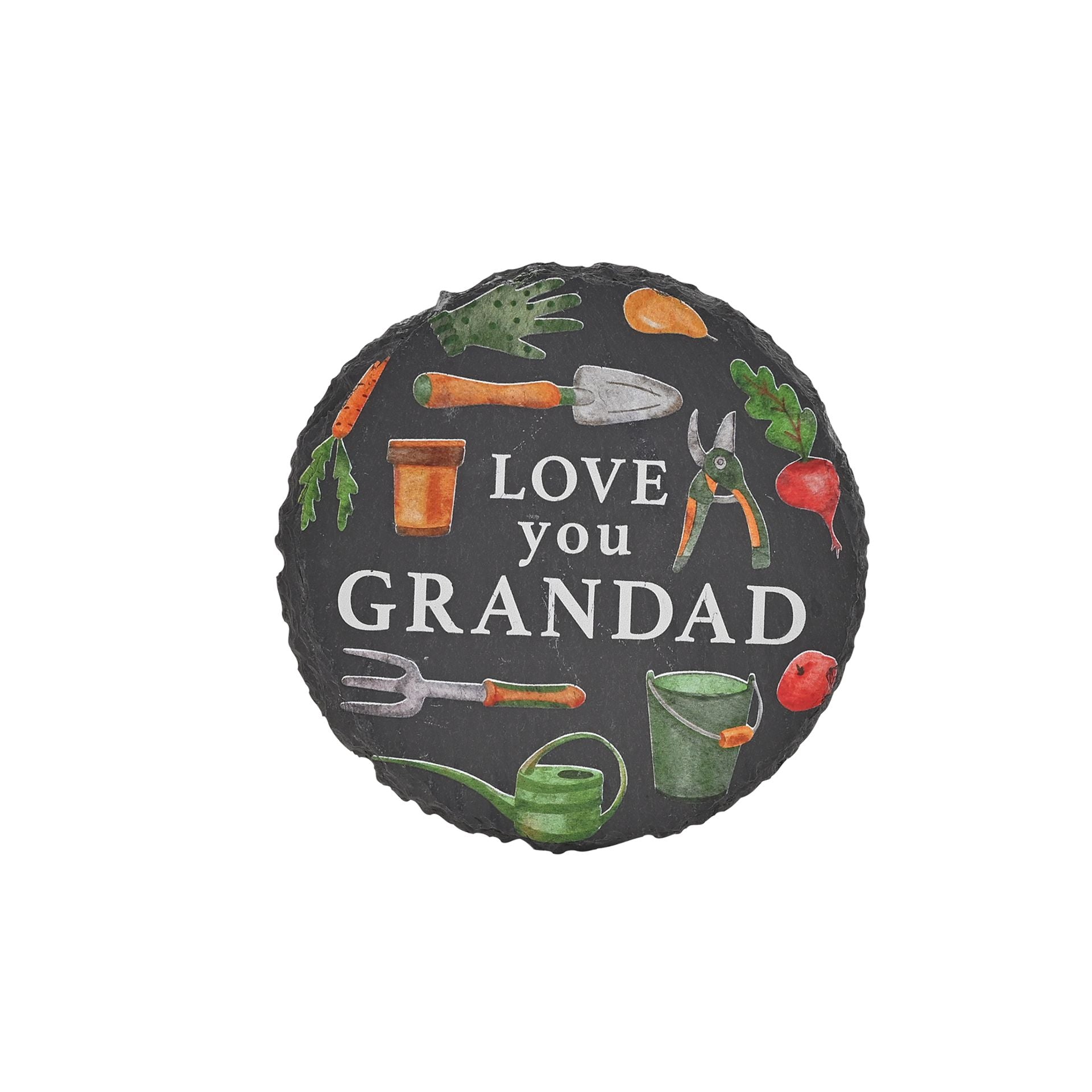 Country Living Set Of 4 Round Slate Coasters - Garden Tools