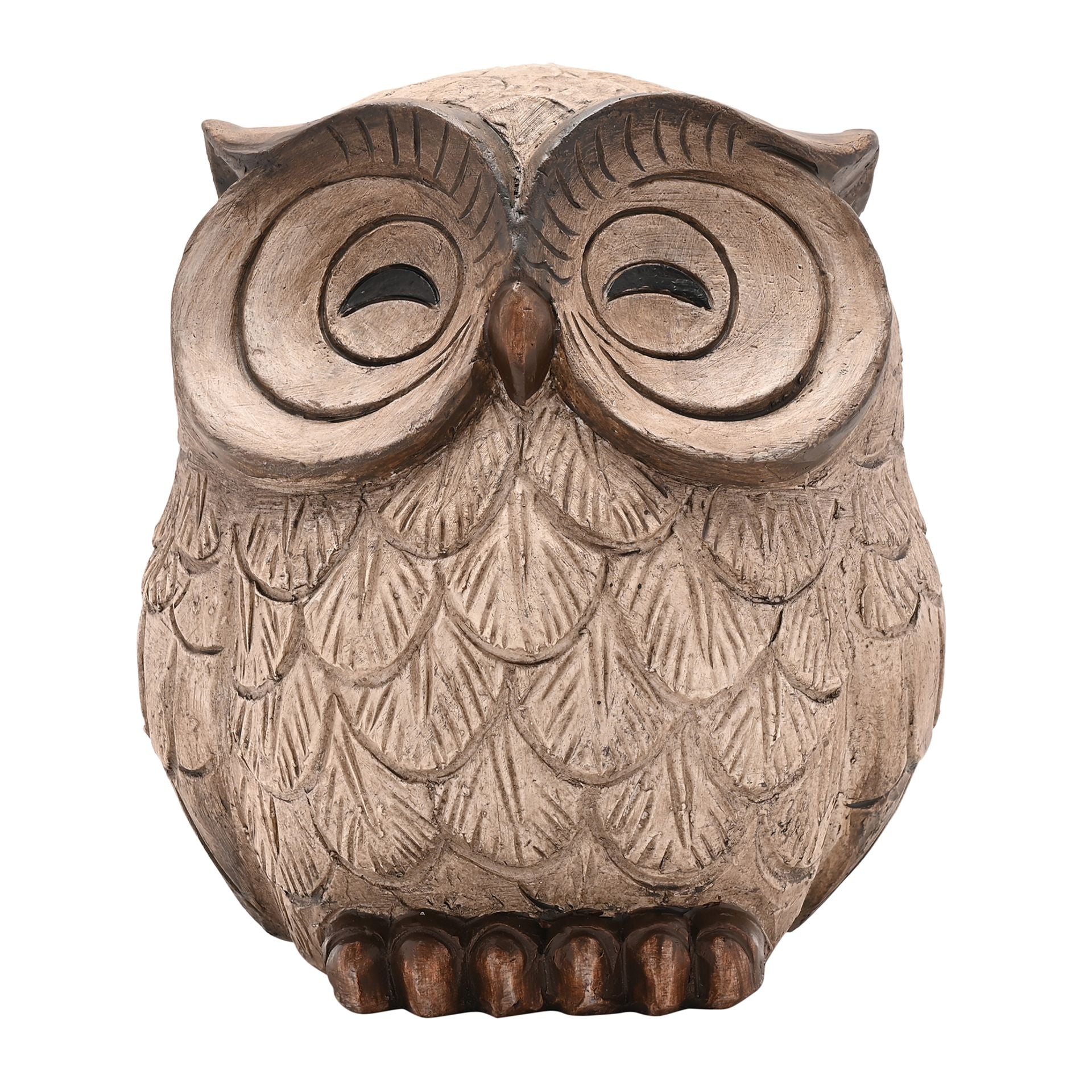 Country Living Wood Effect Resin Owl Sleeping
