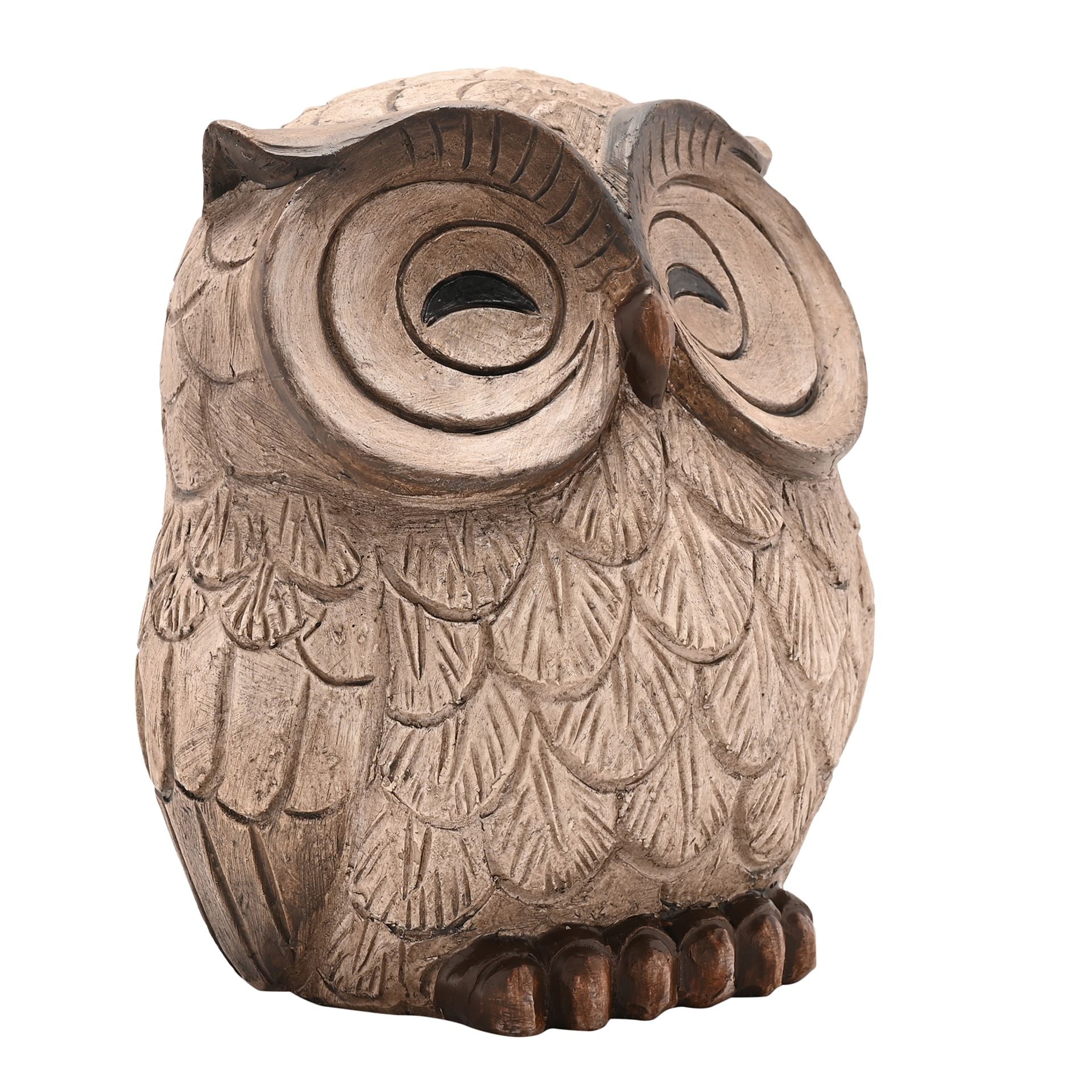 Country Living Wood Effect Resin Owl Sleeping