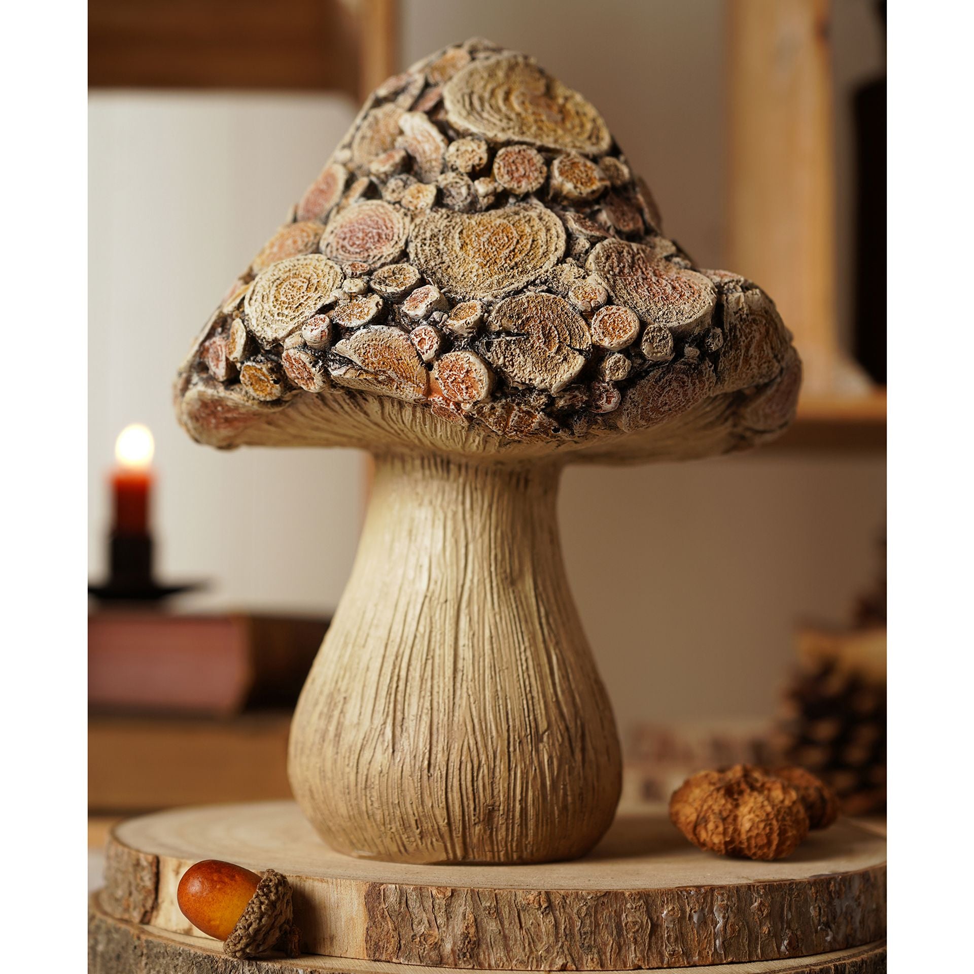 Country Living Wood Effect Mushroom - 20cms