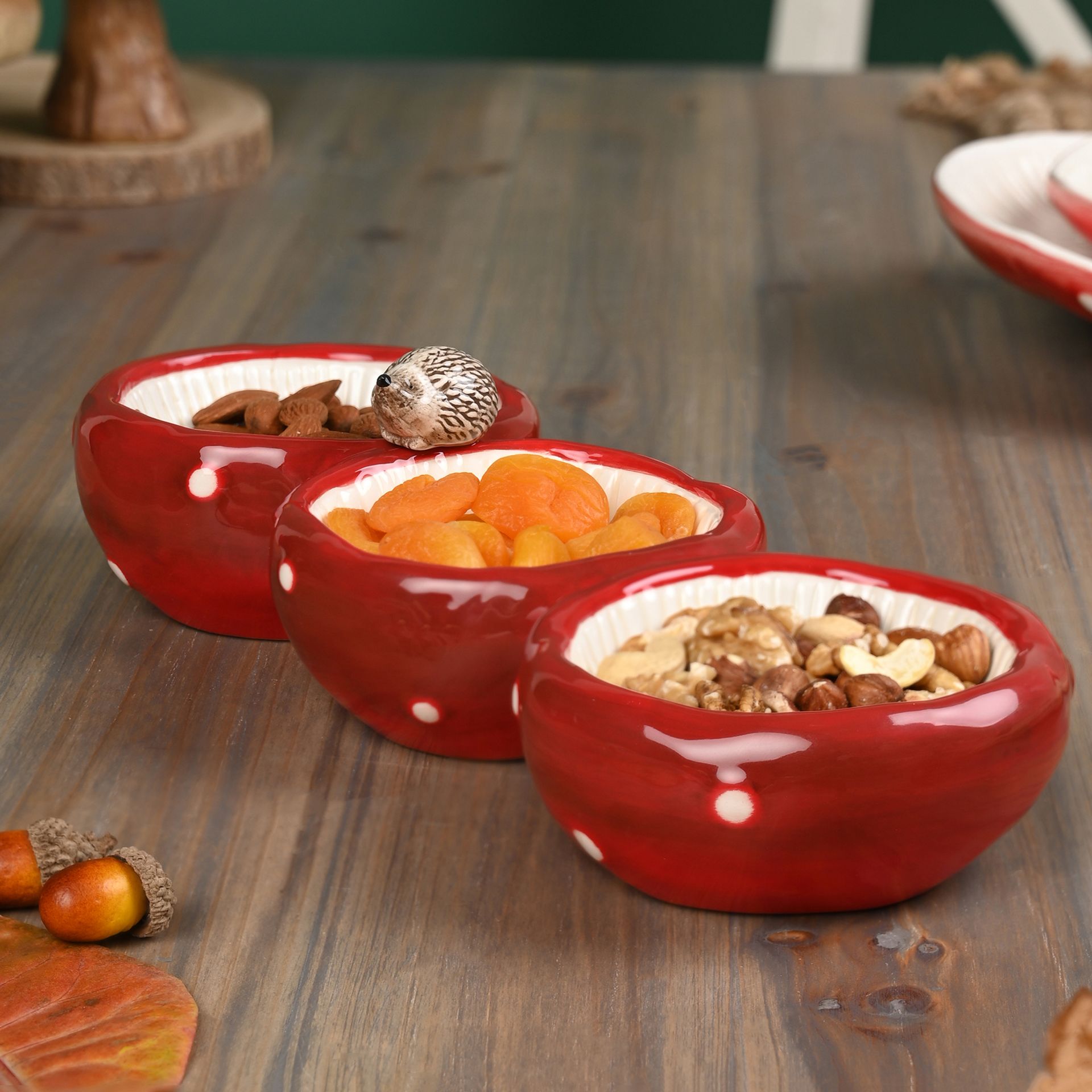 Country Living Toadstool & Hedgehog Triple Dish Serving Tray